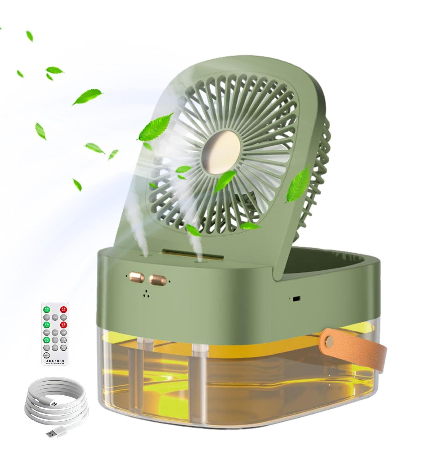 Spraying Mist Fan - Water Misting Spraying Mist Fan - Remote Control Humidifier Fan Desktop Spray Moisturizing Fan for Table Home Travel Offices Green B - Buy Online on GoSupps.com