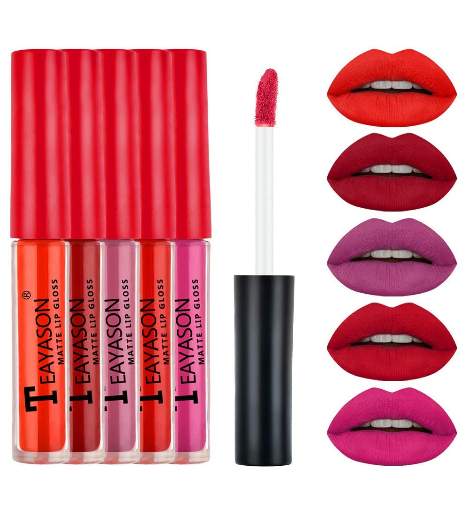 Rose Mist Liquid Lipstick Set - 5 Nude Matt Waterproof Shades | High-Pigmented Makeup for Daily & Wedding Use - Buy Online on GoSupps.com