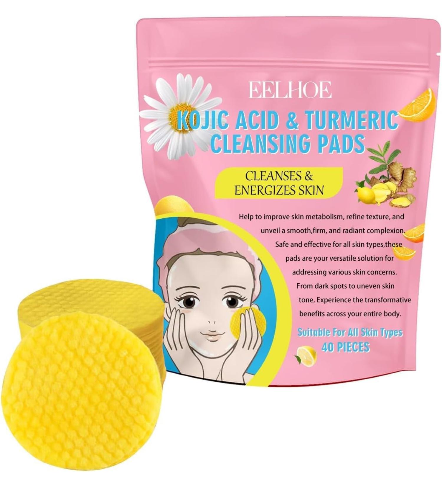Turmeric Kojic Acid Cleansing Pads Kojic Acid and Turmeric Cleansing Pads for face Fades Dark spots Balance Skin Oil And Water Nourishing & Soothing Gentle Exfoliation 40 Pads - Buy Online on GoSupps.com