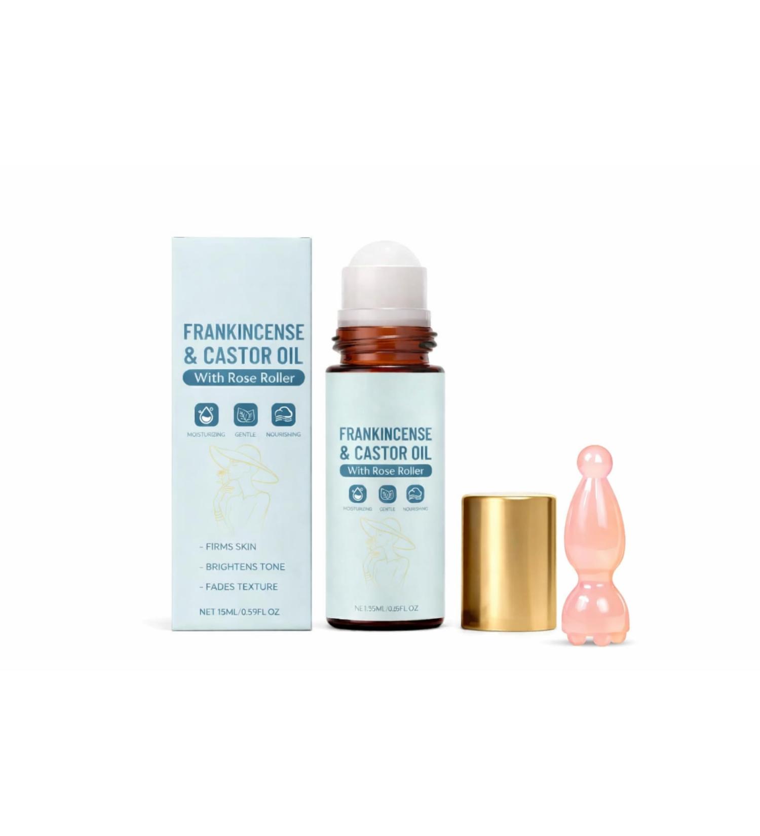 Frankincense & Castor Oil Roll-On with Rose Quartz Roller Cold-Pressed Organic Castor Oil Face Oil for Firming & Hydrating Skin Roll On for Face Neck & Body 50ML / 1.7OZ - Buy Online on GoSupps.com