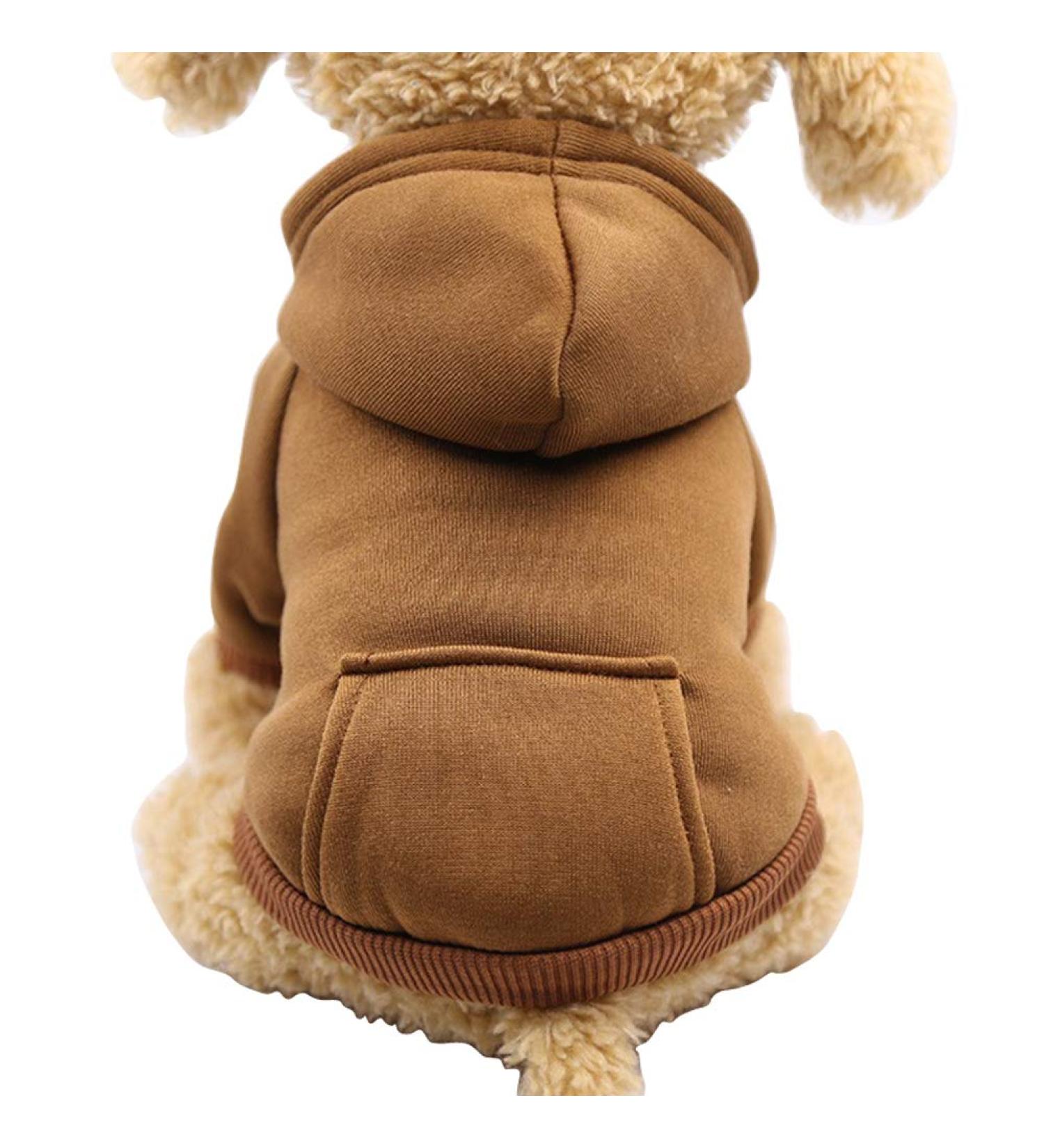 Jecikelon Winter Dog Hoodie Sweatshirt with Pockets - XX-Small Coffee | Warm Clothes for Small Dogs Chihuahua Coat Puppy Cat Costume - Buy Online on GoSupps.com
