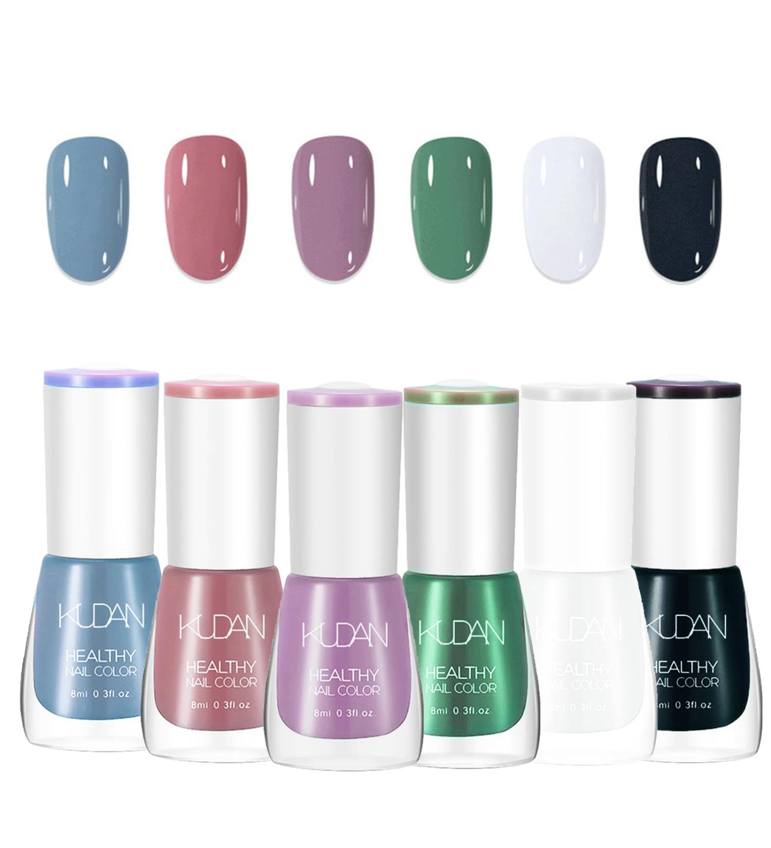6PCS Nail Polish Set Nail Varnish - Quick Dry & Long Lasting Nude Pink Nail Varnish - Non-Toxic Water Based Holographic Nail Polish - No Need UV Nail Paint for DIY Nail Art Manicure at Home 8ML(Blue) - Buy Online on GoSupps.com