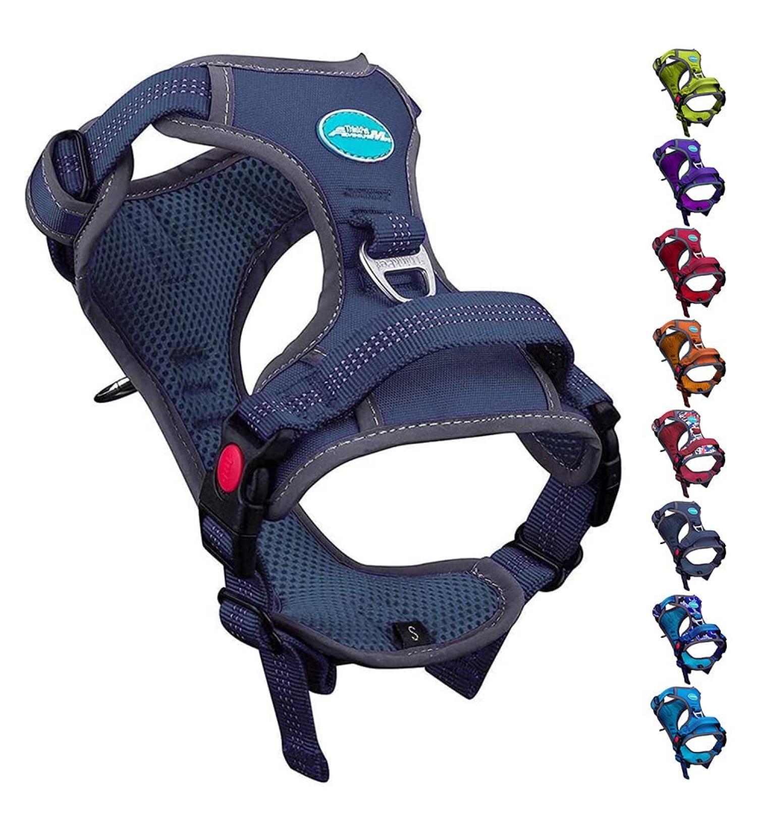 Thinkpet Anti-Zug Dog Harness - Reflective Breathable & Adjustable with Handle for Easy Control - Royal Blue Medium (1 Pack) - Buy Online on GoSupps.com