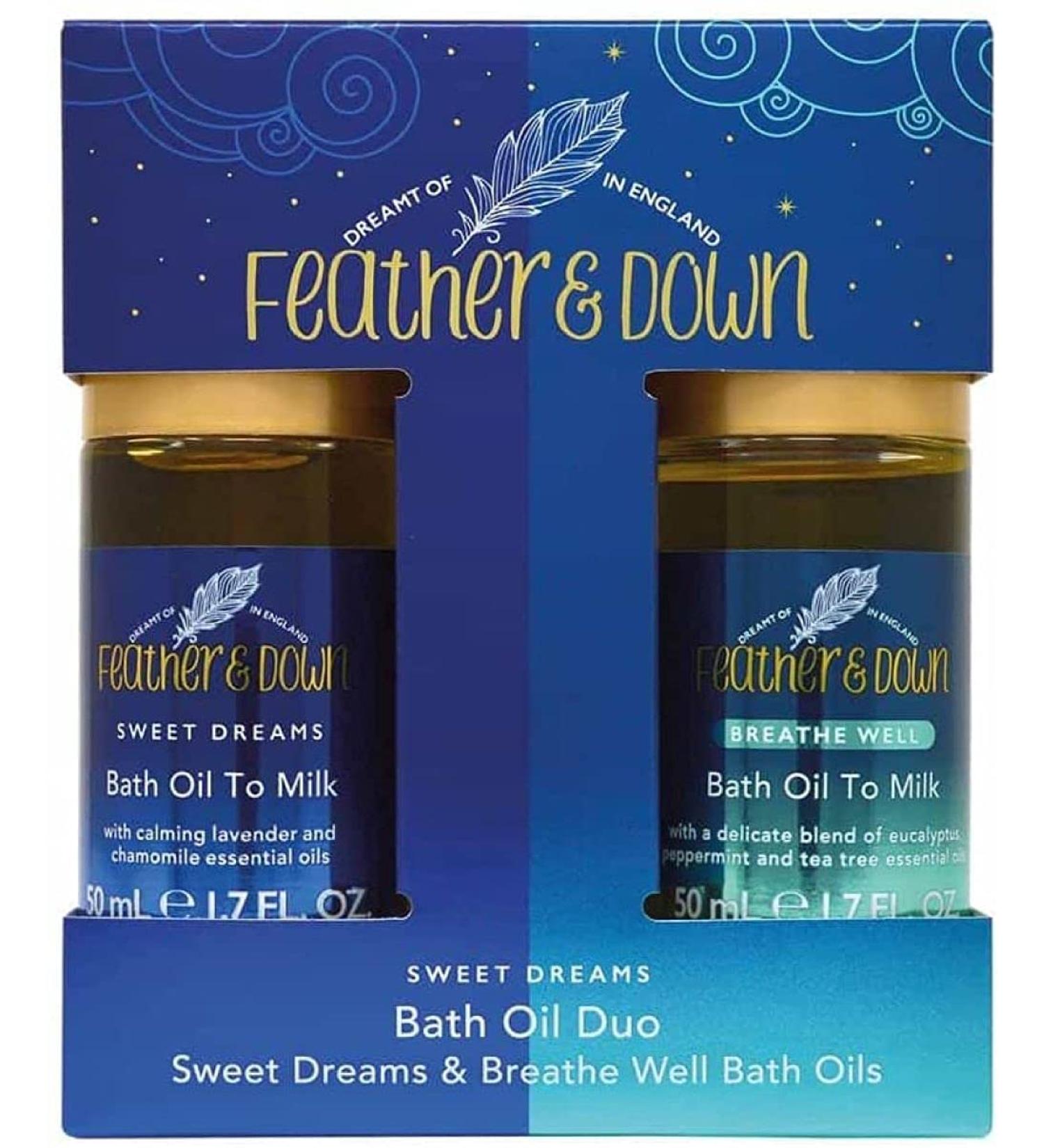 Feather & Down Sweet Dreams Bath Oil Duo Gift Set - Relax & Unwind with Sweet Dreams & Breathe Well Oils - Buy Online on GoSupps.com
