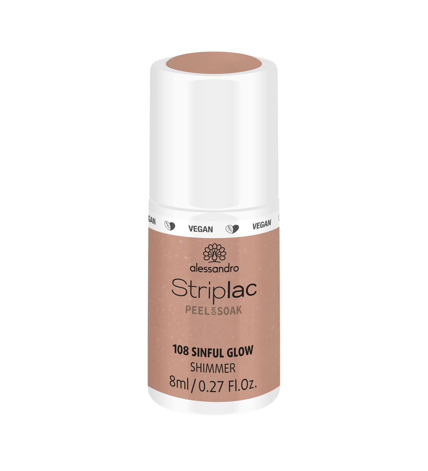 Alessandro Striplac UV Nail Polish - Sinful Glow | Gentle Long-Lasting Peel-Off Technology | Vegan & Animal Test-Free - 8 ml - Buy Online on GoSupps.com