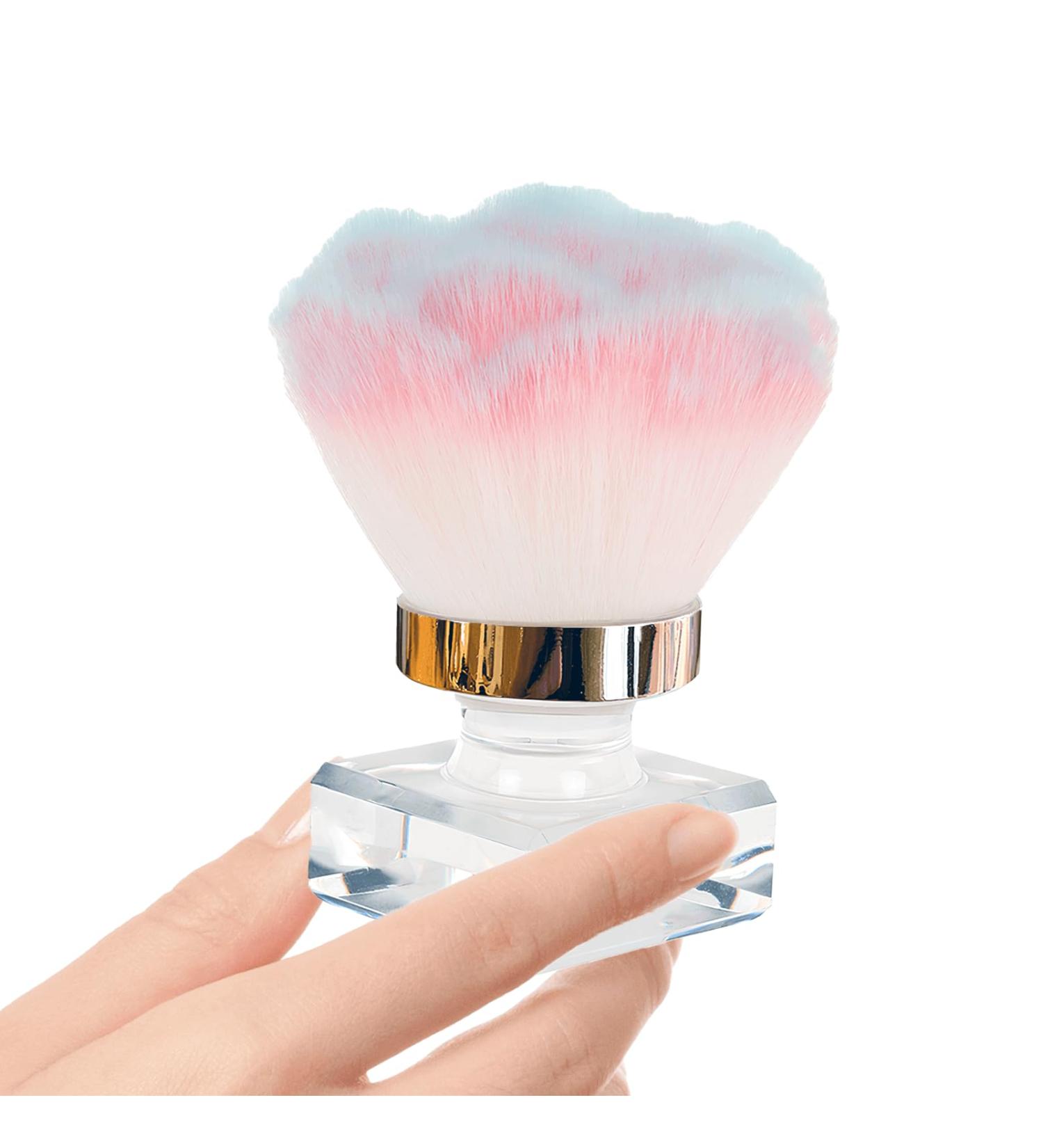 Nail Dust Brush - Soft Kabuki Cleaner for Acrylic Nails & Makeup - Pale Pink Nail Art Manicure Brush - Buy Online on GoSupps.com