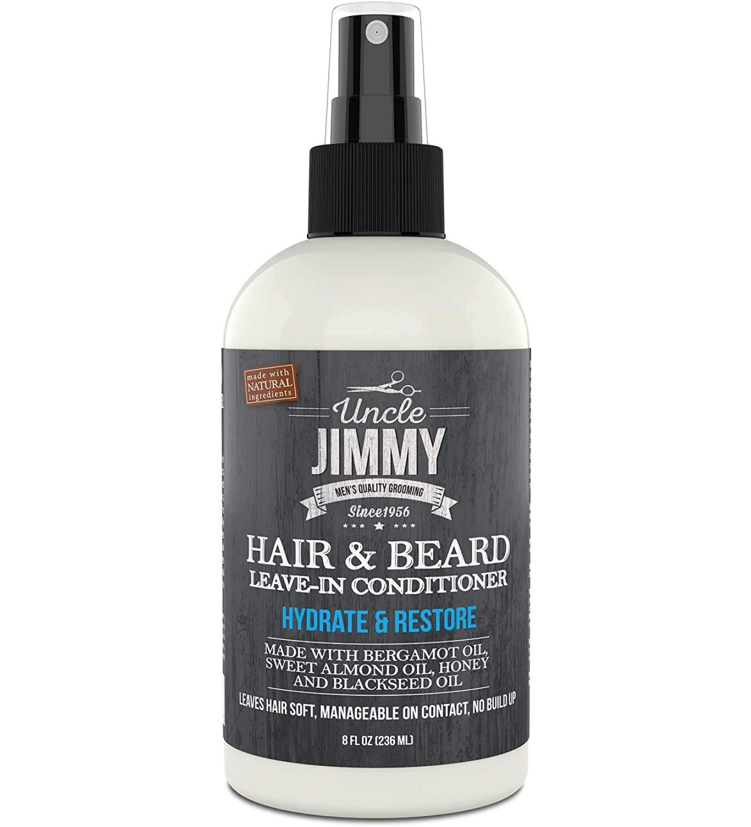 Uncle Jimmy Products Hair & Beard Leave-In Beard Conditioner For Softening Hair  Hydrating Skin  Eliminating Beard Dandruff  Healthy Beard Growth 8 Fl Oz