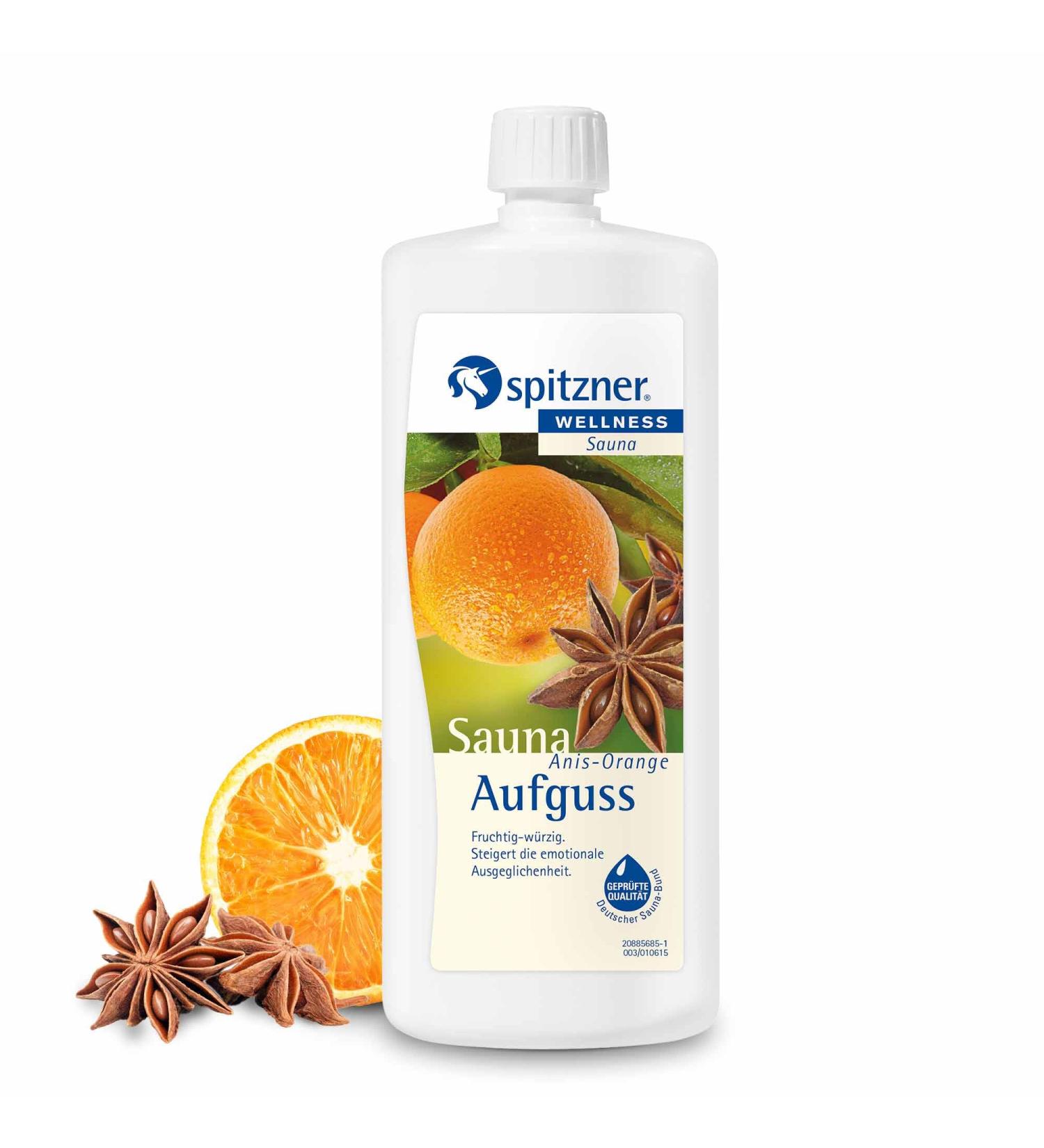 Spitzner Sauna Infusion Anis-Orange 1000ml | Fruity-Spicy Wellness Concentrate | Natural Sauna Oil for Relaxation & Anti-Stress - Buy Online on GoSupps.com