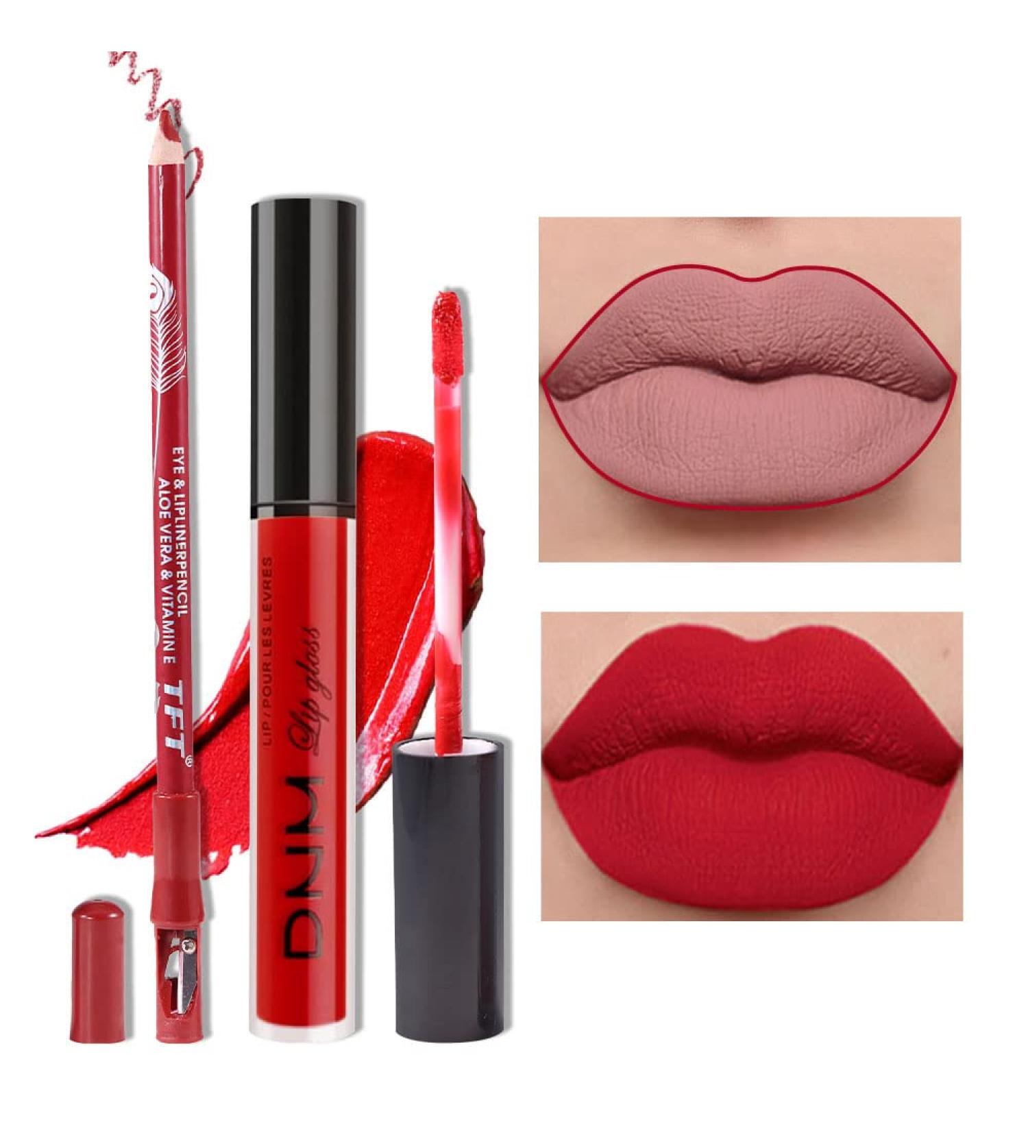 Matte Ruby Red Lip Liner and Lipstick Set | Waterproof 24H Matte Liquid Lipstick with Lip Liner | Long-Lasting Kit for Gorgeous Lips - Buy Online on GoSupps.com