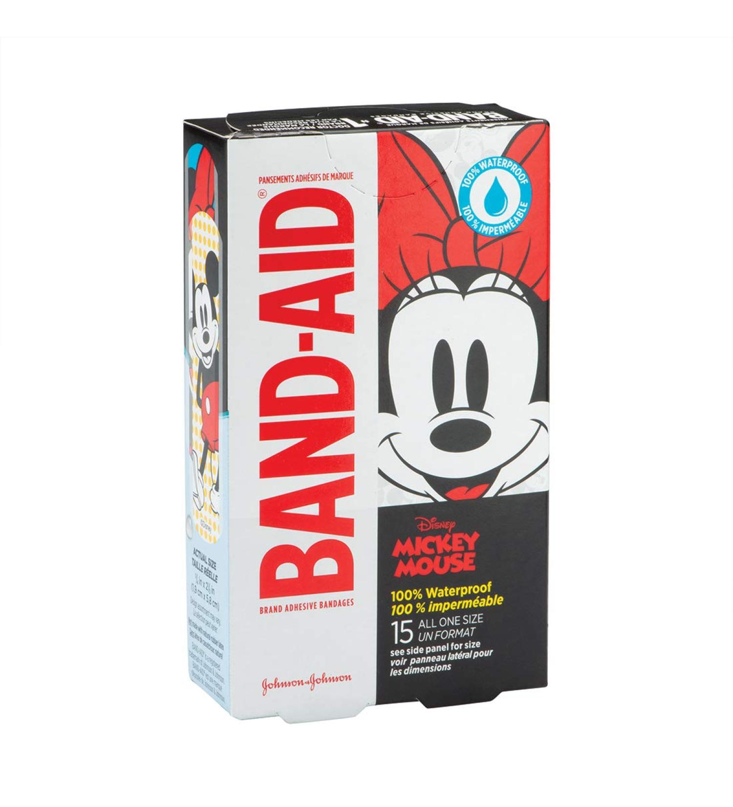 Band-Aid Mickey Mouse Waterproof Bandages - First Aid Kit Supplies - 15 per Pack