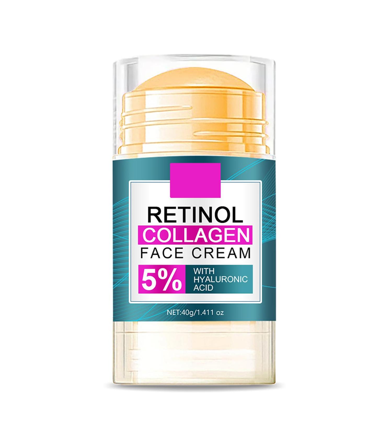 Retinol Collagen Face Cream with 5% Hyaluronic Acid - Anti-Aging Face Moisturizer Stick for Women Fade Lines Firming & Tightening Facial and Neck - Hydrating Face Stick for All Skin Types 1.41 oz - Buy Online on GoSupps.com