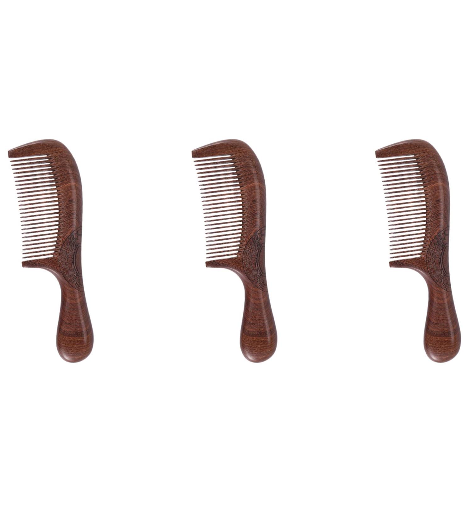 jklashfi 3X Unisex Sandalwood Comb Women Men Home Travel Wood Anti-Static Fine-Tooth Comb Wooden Handles Hair Comb - Buy Online on GoSupps.com