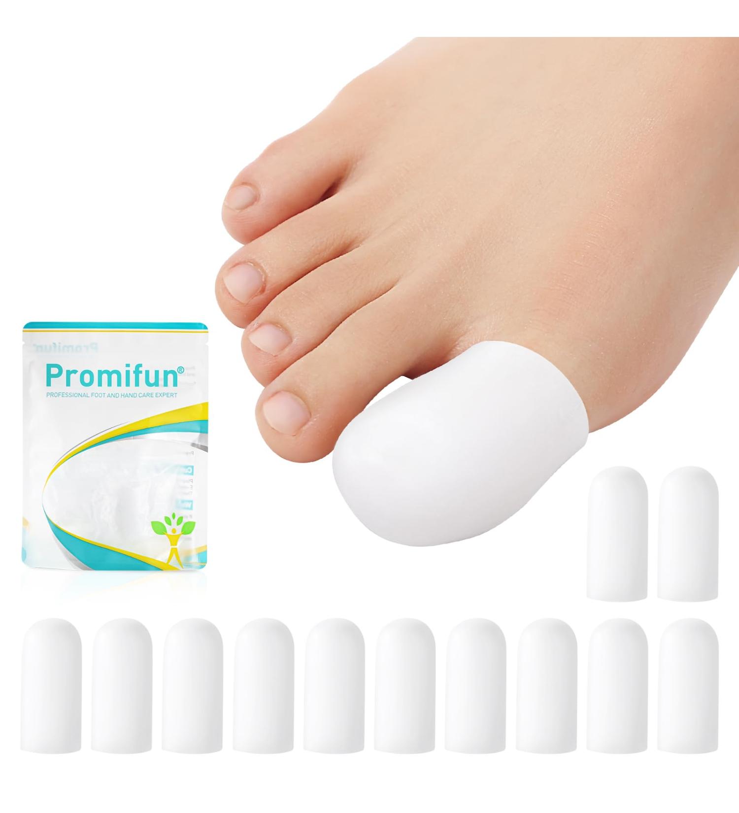 Toe Cap Bunion Protectors 6 Pairs of Toe Protectors for Men and Women - Cushioning and Protection Provides Relief for Missing or Ingrown Toenails (White L) Visit The Promifun S