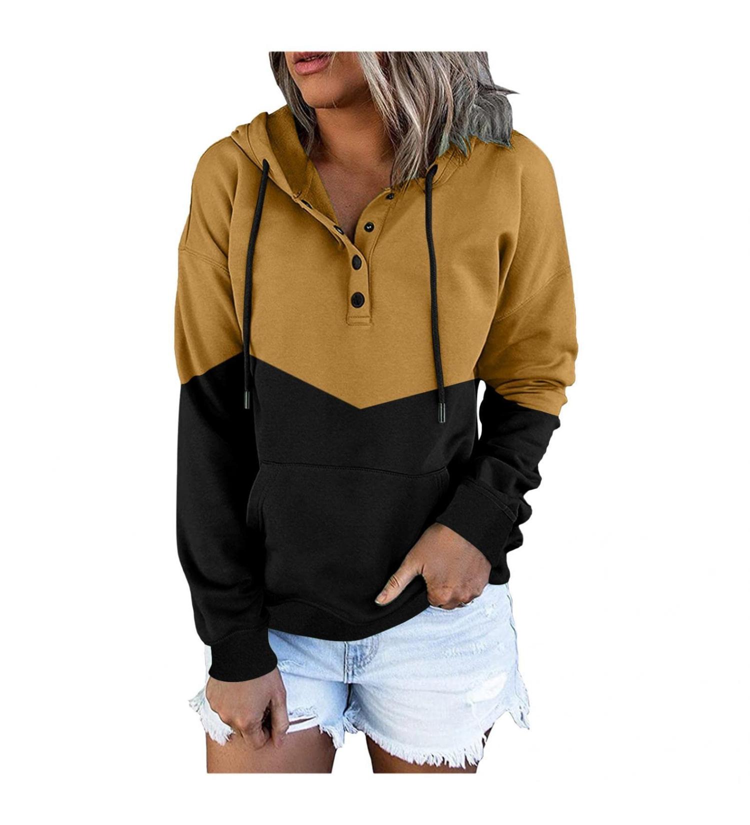 Women's Oversized Print Hoodie with V-Neck and Pockets - E6 Yellow, XL - Buy Online on GoSupps.com