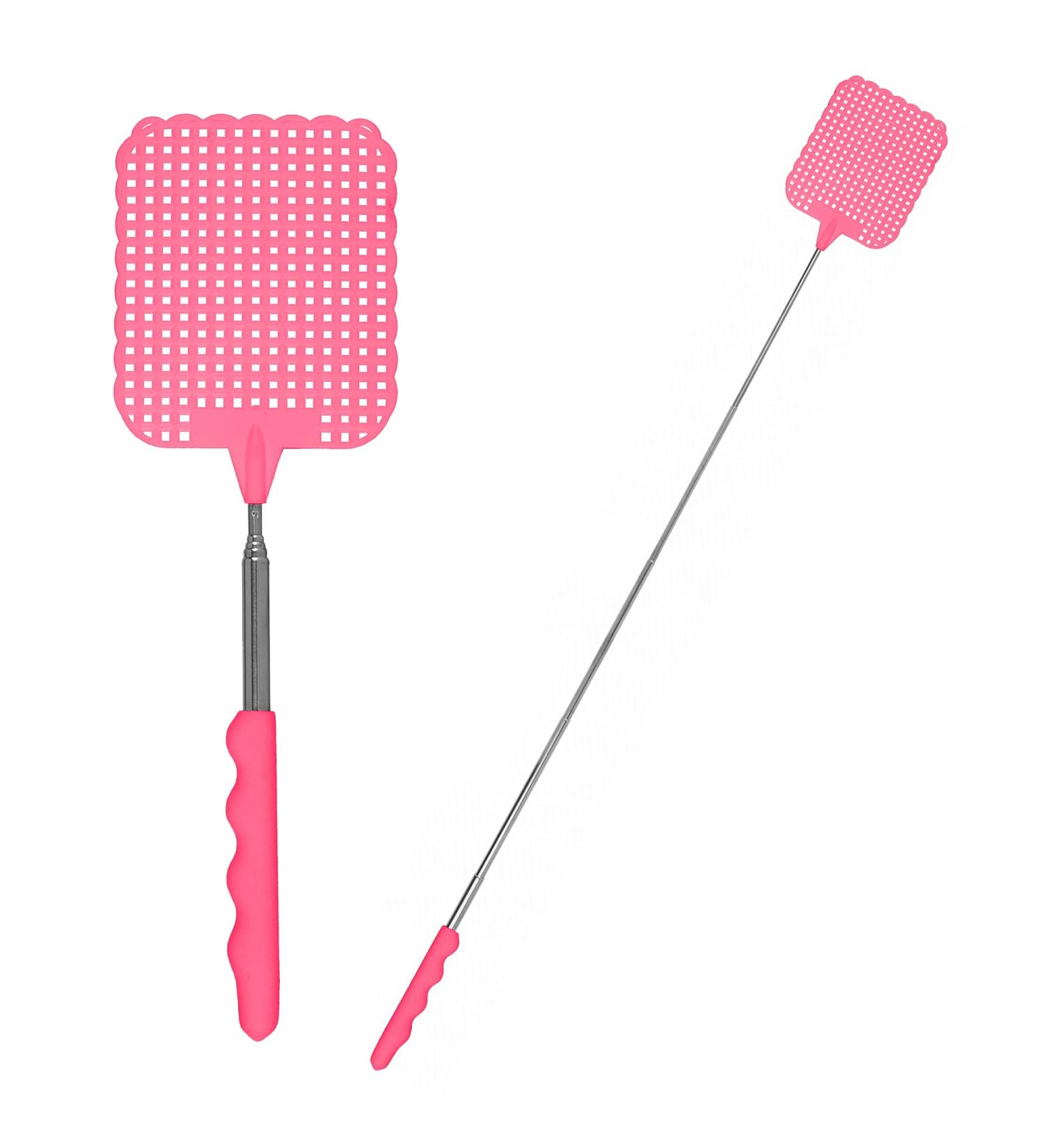 Fly swatter Direct-Hit-72 - extendable & extra long telescopic fly swatter - color pink