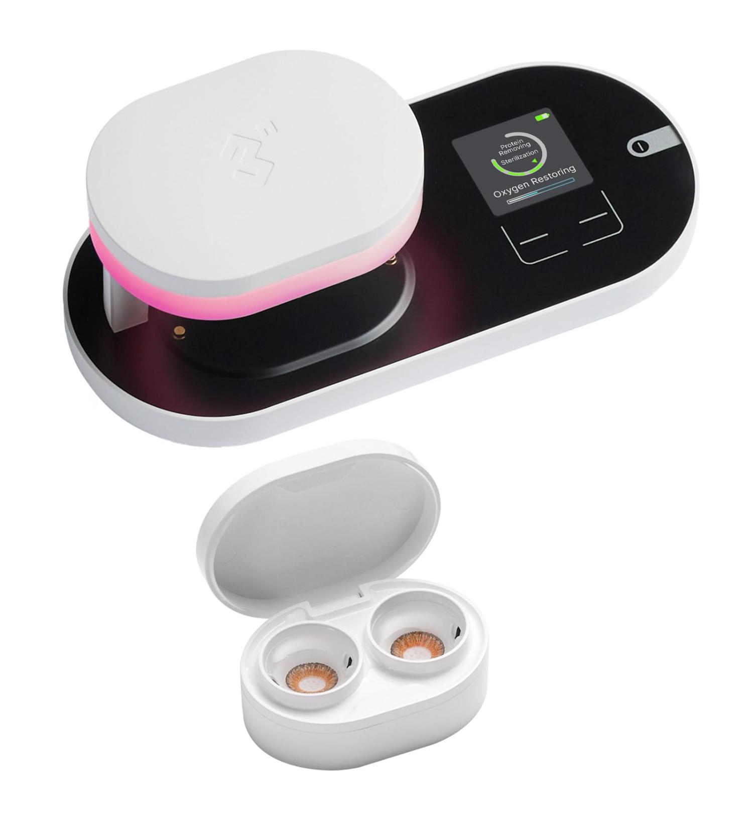 3N ReO2 Contact Lens Cleaner - FDA Approved Deep Clean Solution for Daily Weekly & Monthly Lenses | Electrophoresis Technology + Mirror & Tweezer - Buy Online on GoSupps.com