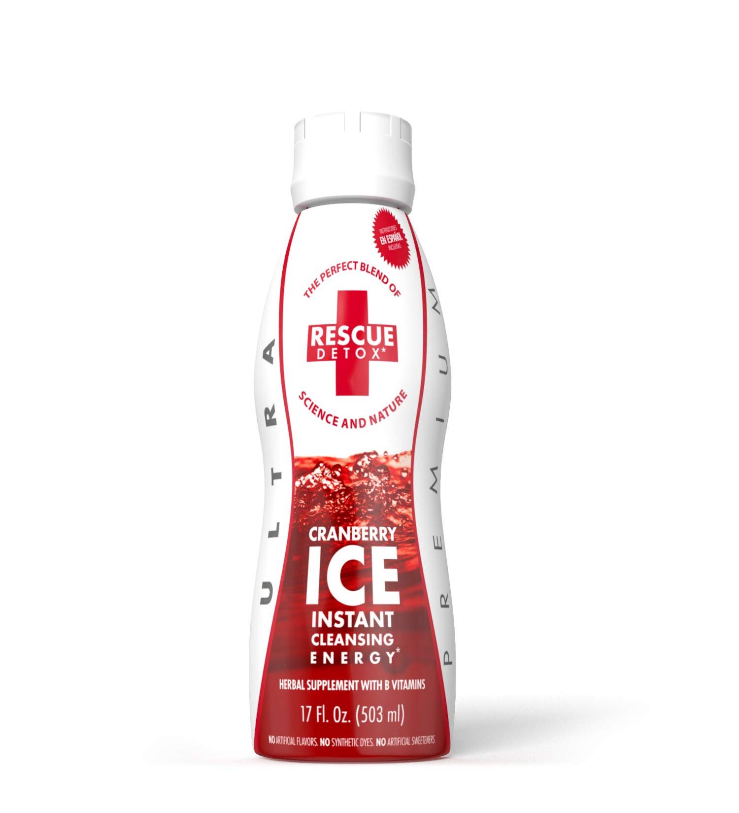 Rescue Detox ICE Cranberry 17oz | 90 Min Rescue Cleanse - B Vitamins - Stevia Sweetened | 5 Hour Results | 1 Pack - Buy Online on GoSupps.com