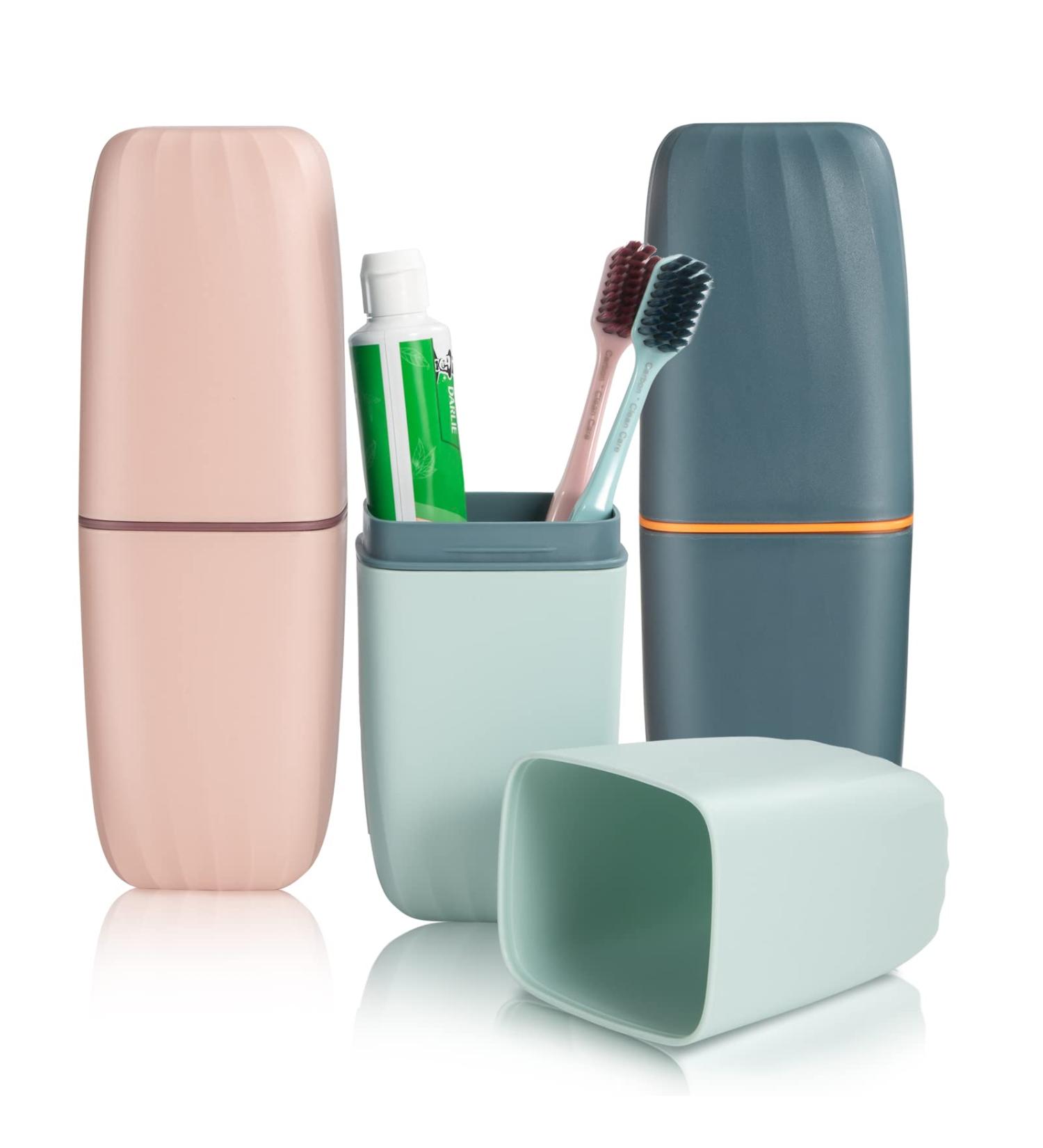 Portable Toothbrush Case Set | Travel Toothbrush Holder & Cup for Hiking & Camping | 3-Piece Travel Set - Buy Online on GoSupps.com