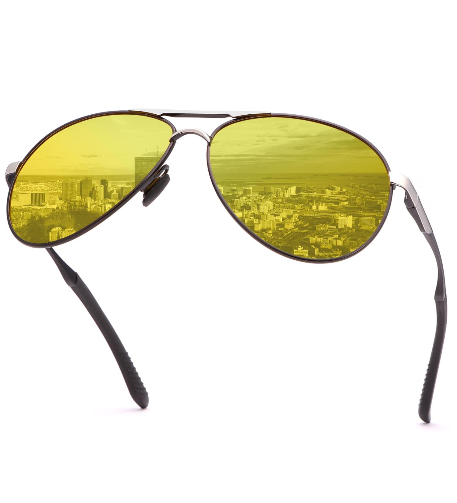 MIRYEA Polarized Night Driving Glasses for Men & Women | UV400 Protection Ultra Light Metal Sunglasses with Spring Hinge - International Shipping Available - Buy Online on GoSupps.com