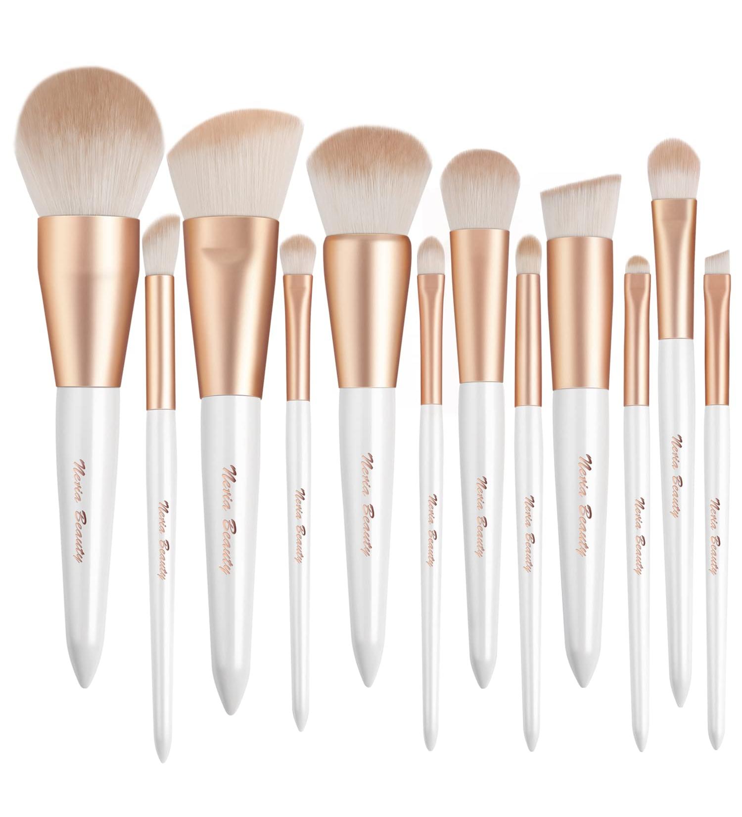 EVRCHGIEA Professional Makeup Brushes Set - White 12pcs | Concealers, Foundation, Blending, Eye Shadow, Blush | Makeup Brush Kit - Buy Online on GoSupps.com