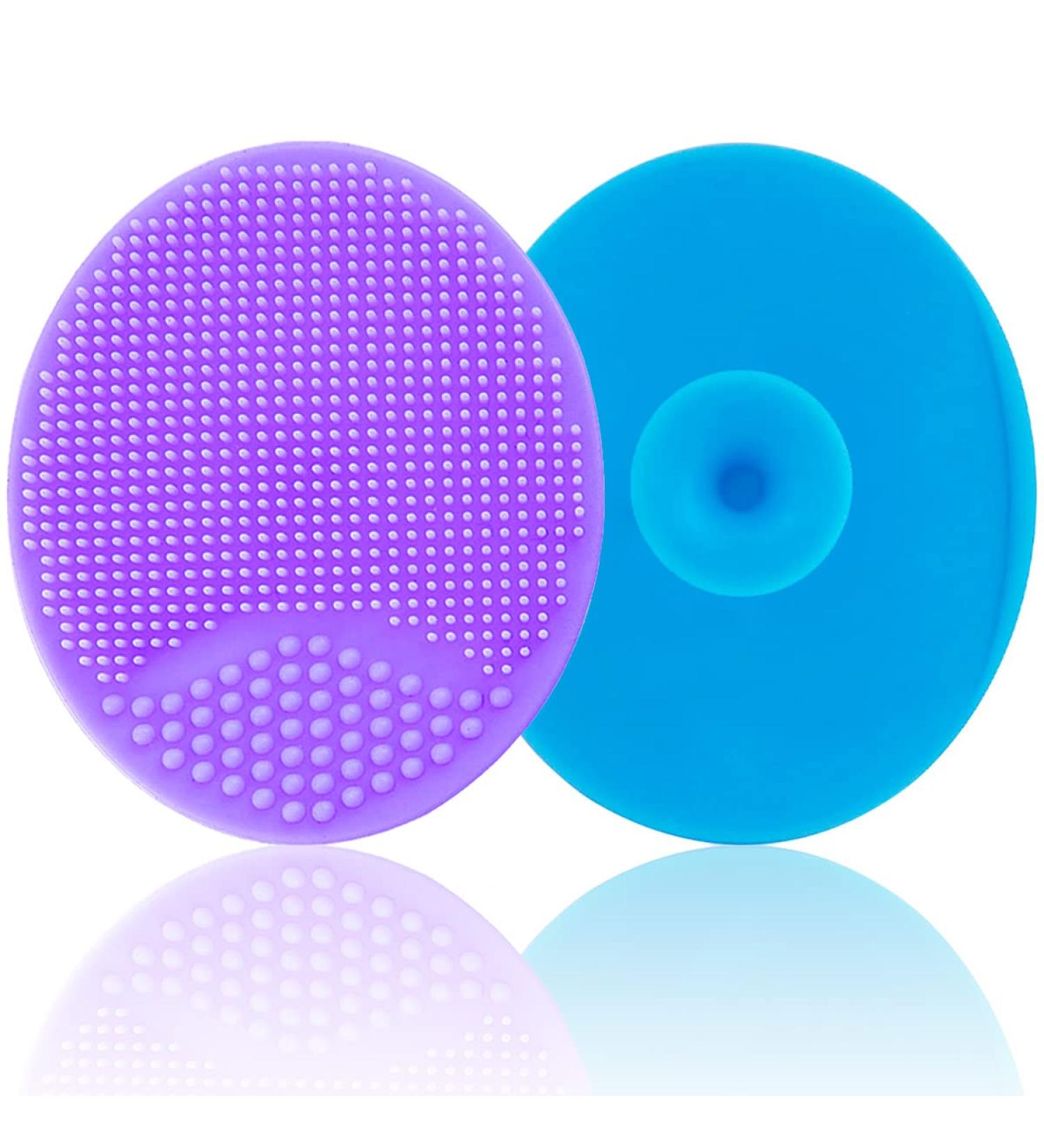 Baby Cradle Cap Brush, Silicone Baby Bath Brush, Silicone Scrubbers Exfoliator Brush | The SkinSoother Baby Essential for Dry Skin, Cradle Cap and Eczema (Large - Blue&Purple)
