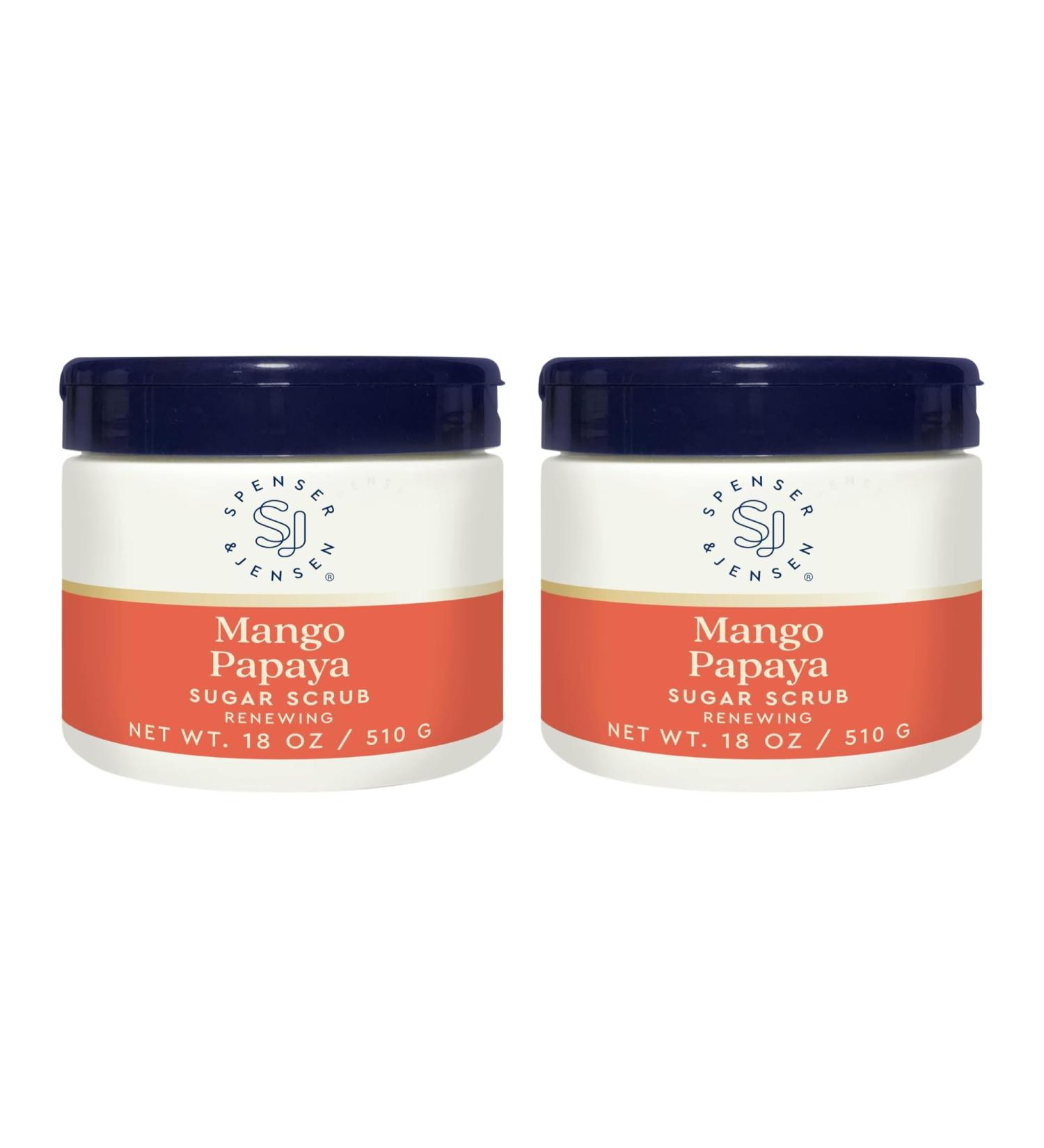 Spenser & Jensen Mango Papaya Exfoliating Sugar Scrub - Hydrating & Renewing Body Scrub for Soft Smooth & Silky Skin - Gentle Body Care - 18 oz (Pack of 2) Mango Papaya 18 Ounce (Pack of 2) - Buy Online on GoSupps.com