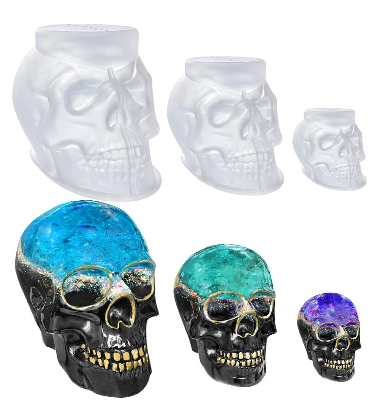 3 Size Skull Resin Molds - Silicone Skeleton Epoxy Molds For DIY Crafts & Candles