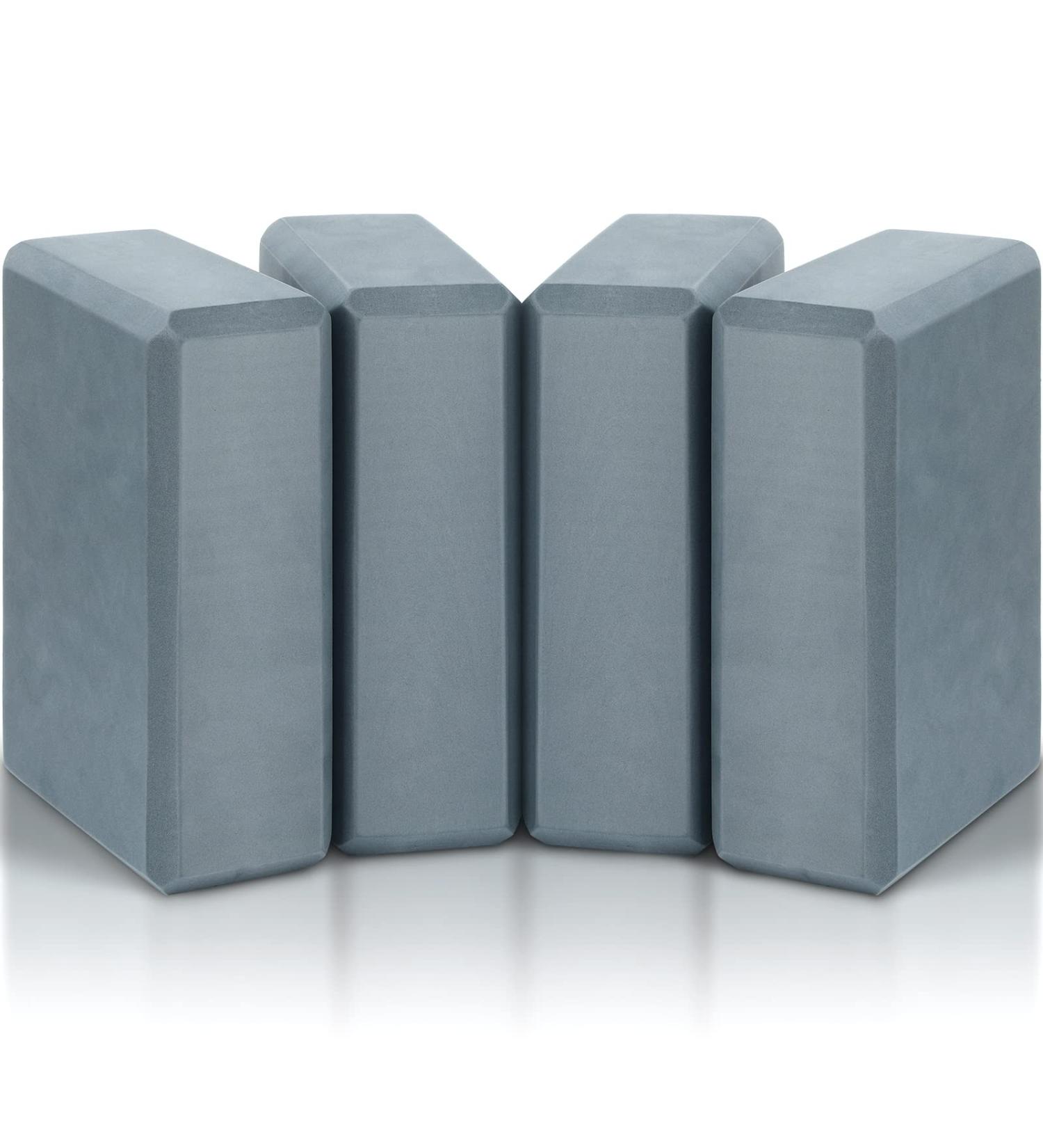 4 Pcs Soft EVA Foam Yoga Blocks | Supportive Brick for Pilates & Meditation | Non-Slip Exercise Equipment | Grey, 9x6x3 Inches - Buy Online on GoSupps.com