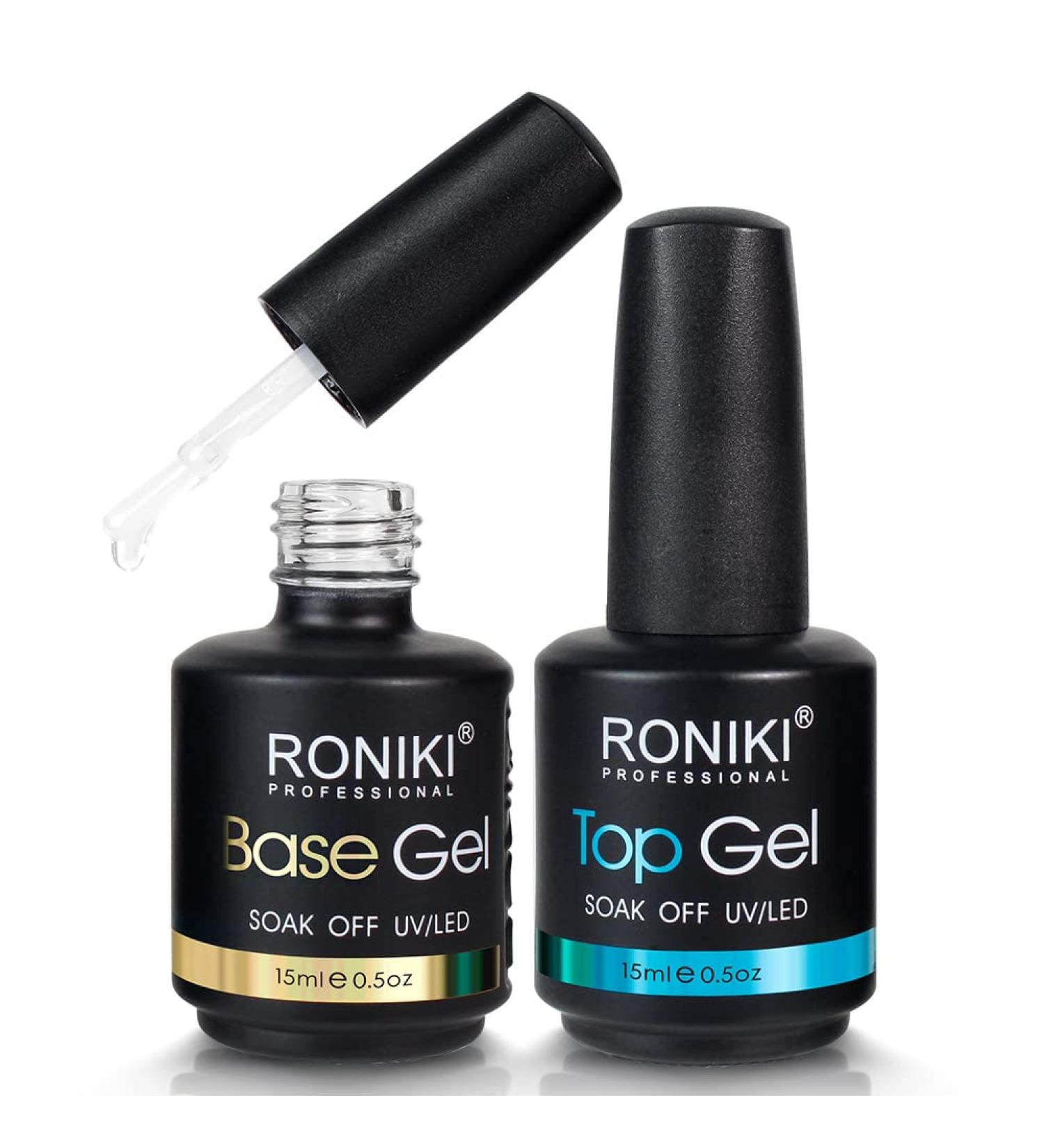 RONIKI 2pcs 15ml Gel Polish No Wipe Top and Base Coat Set  Soak Off UV LED Gel  Shine Finish Quick Drying and Long Lasting for Home DIY and Nail Salon - Buy Online on GoSupps.com