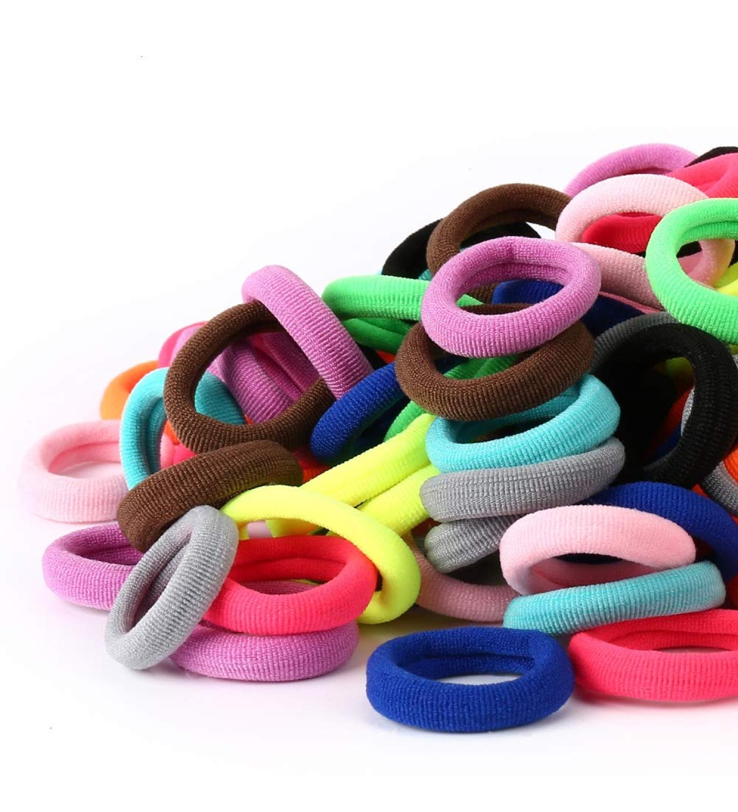 120PCS Baby Hair Ties - Cotton Toddler Hair Bands for Girls - Elastic Ponytail Holders by Nspring (Assorted Bright Colors) - 1 Inch Diameter - Buy Online on GoSupps.com