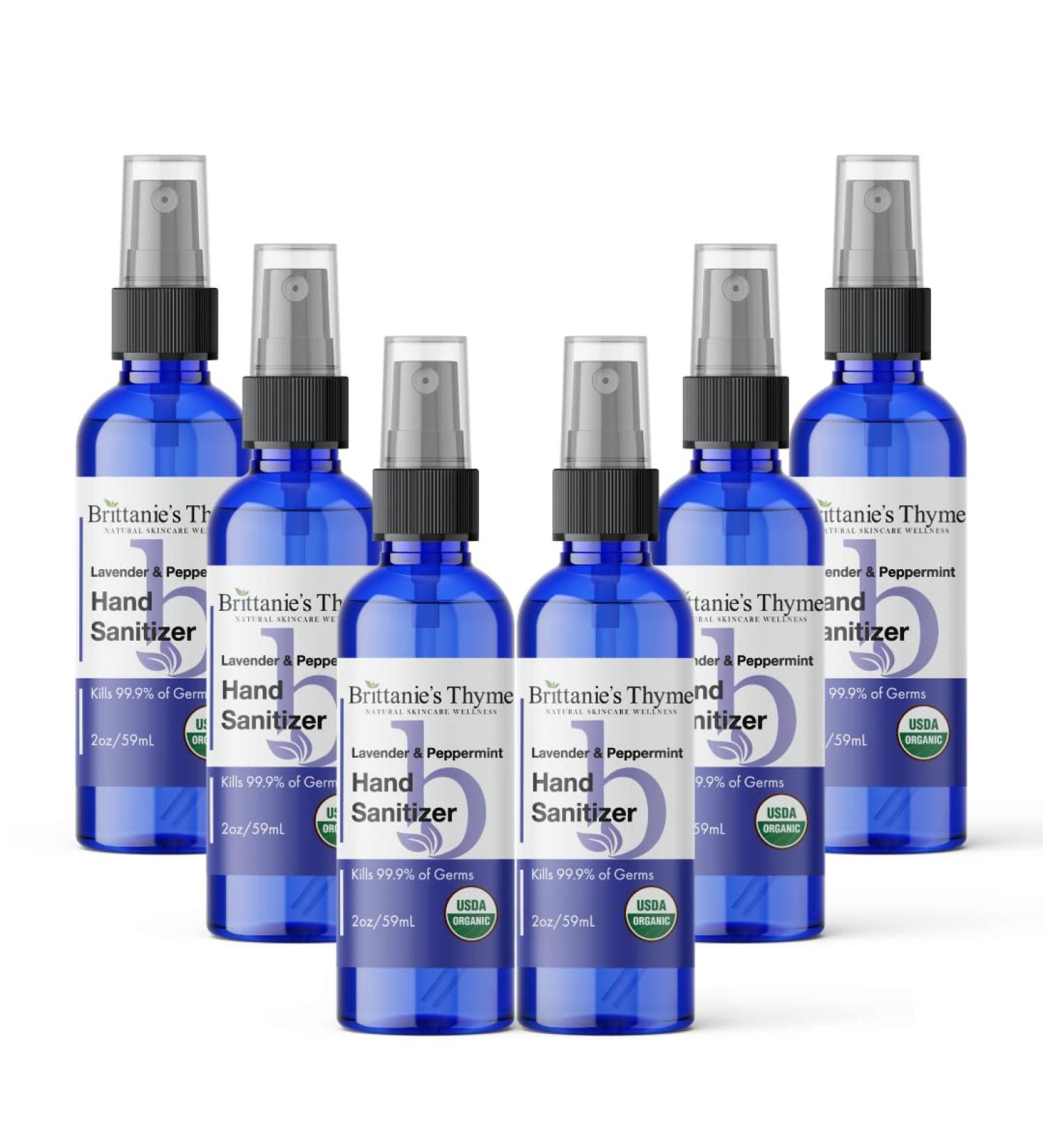 Organic Travel Hand Sanitizer Spray 2 oz - 6 Pack | Lavender Scented | Vitamin E Aloe Moisturizing | Non Greasy Formula - Buy Online on GoSupps.com