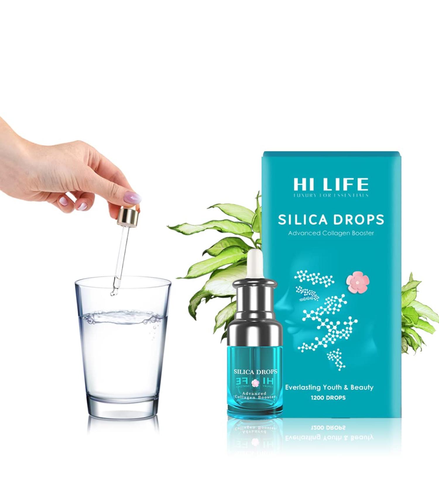 Hi Life Silica 1200 Drops: Advanced Collagen Booster for Glowing Skin, Hair, Nails | Supports Immune System, Bones, Joints & Tissues | Anti-ageing Formula | Easy to Consume - 60 ML - Buy Online on GoSupps.com