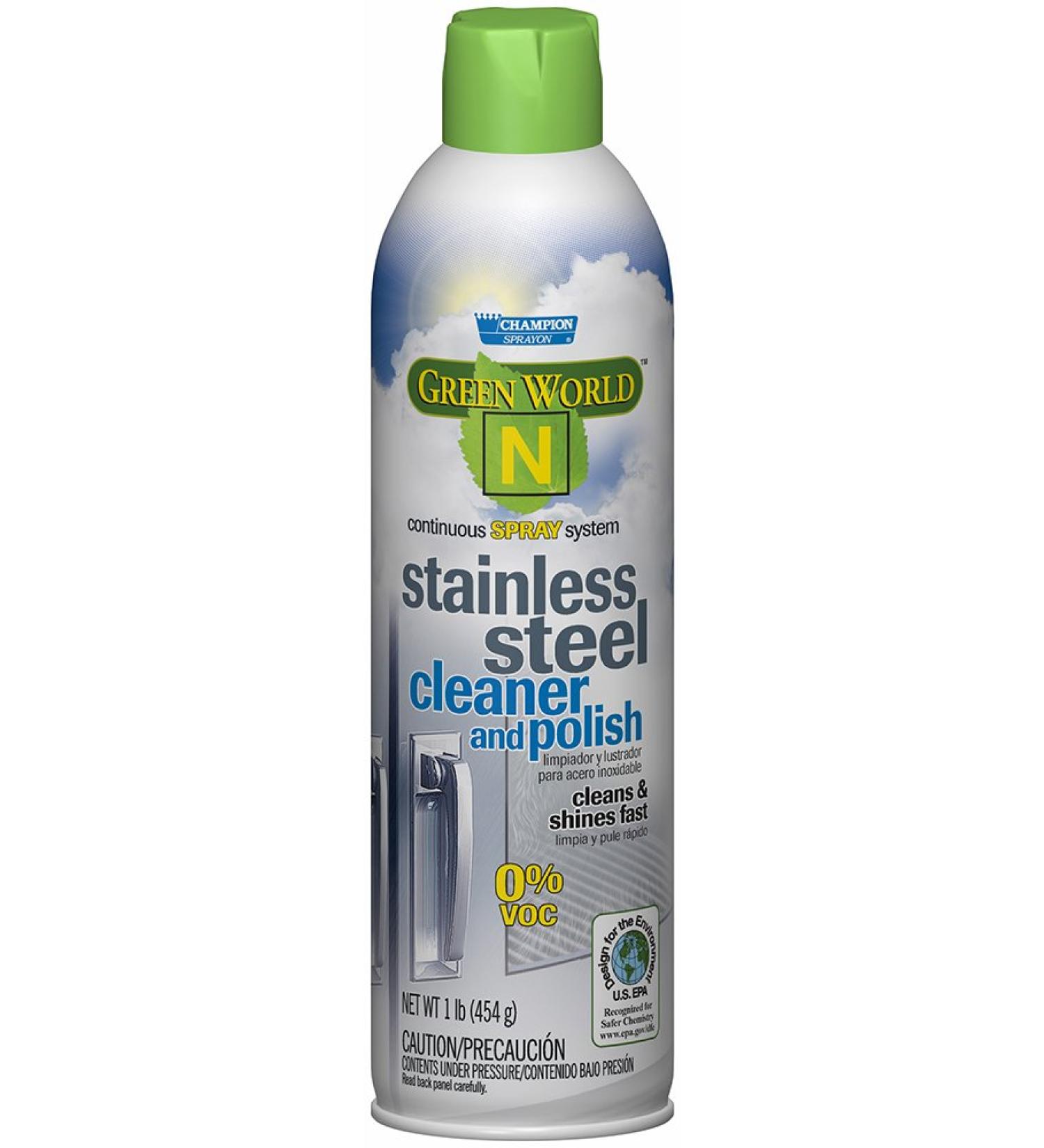 Champion 5909 Sprayon Green World N Stainless Steel Cleaner and Polish 16 oz Aerosol