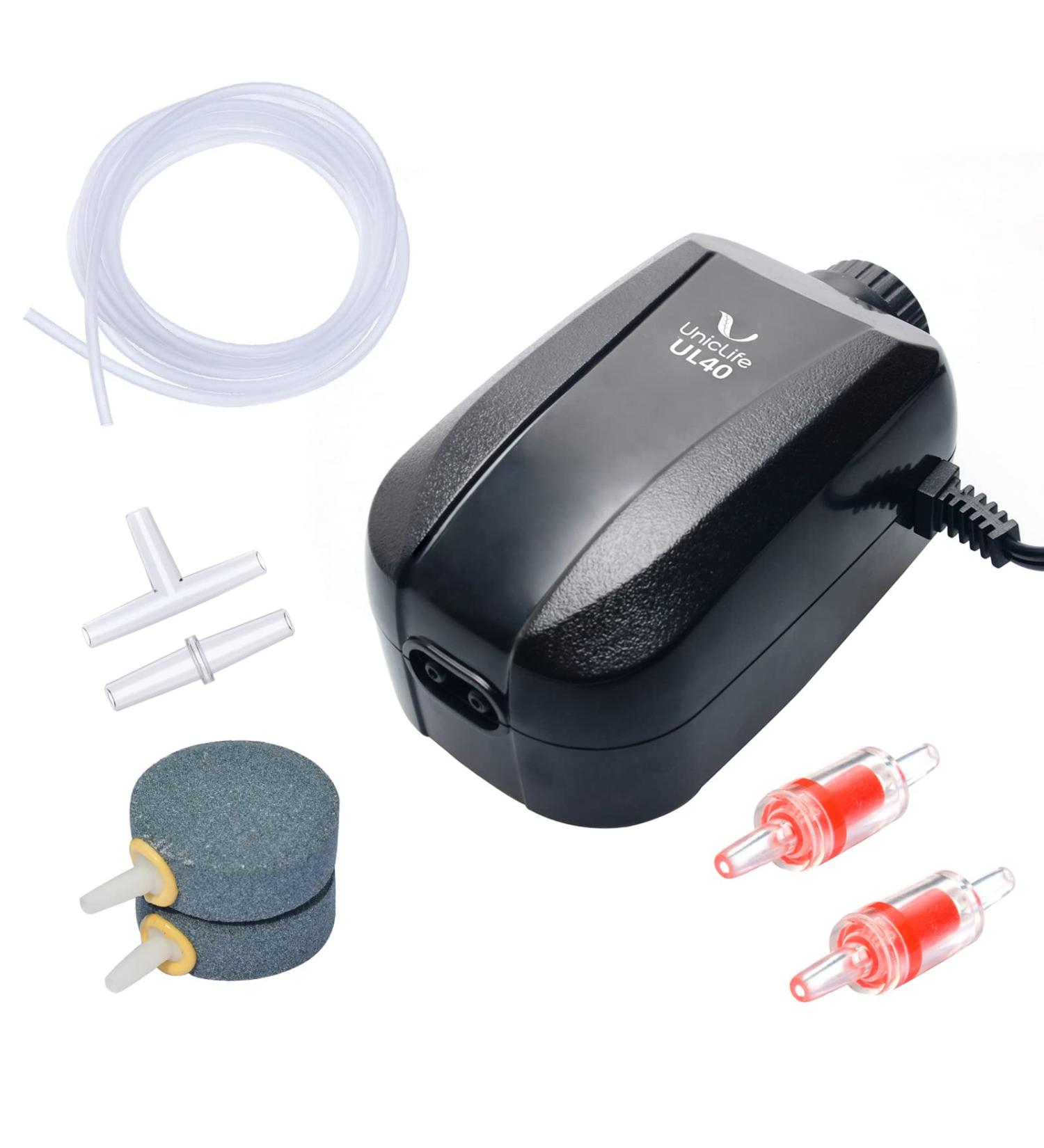 Uniclife Dual Outlet Air Pump for Aquariums - Up to 100 Gallon Tank with Accessories - Buy Online on GoSupps.com