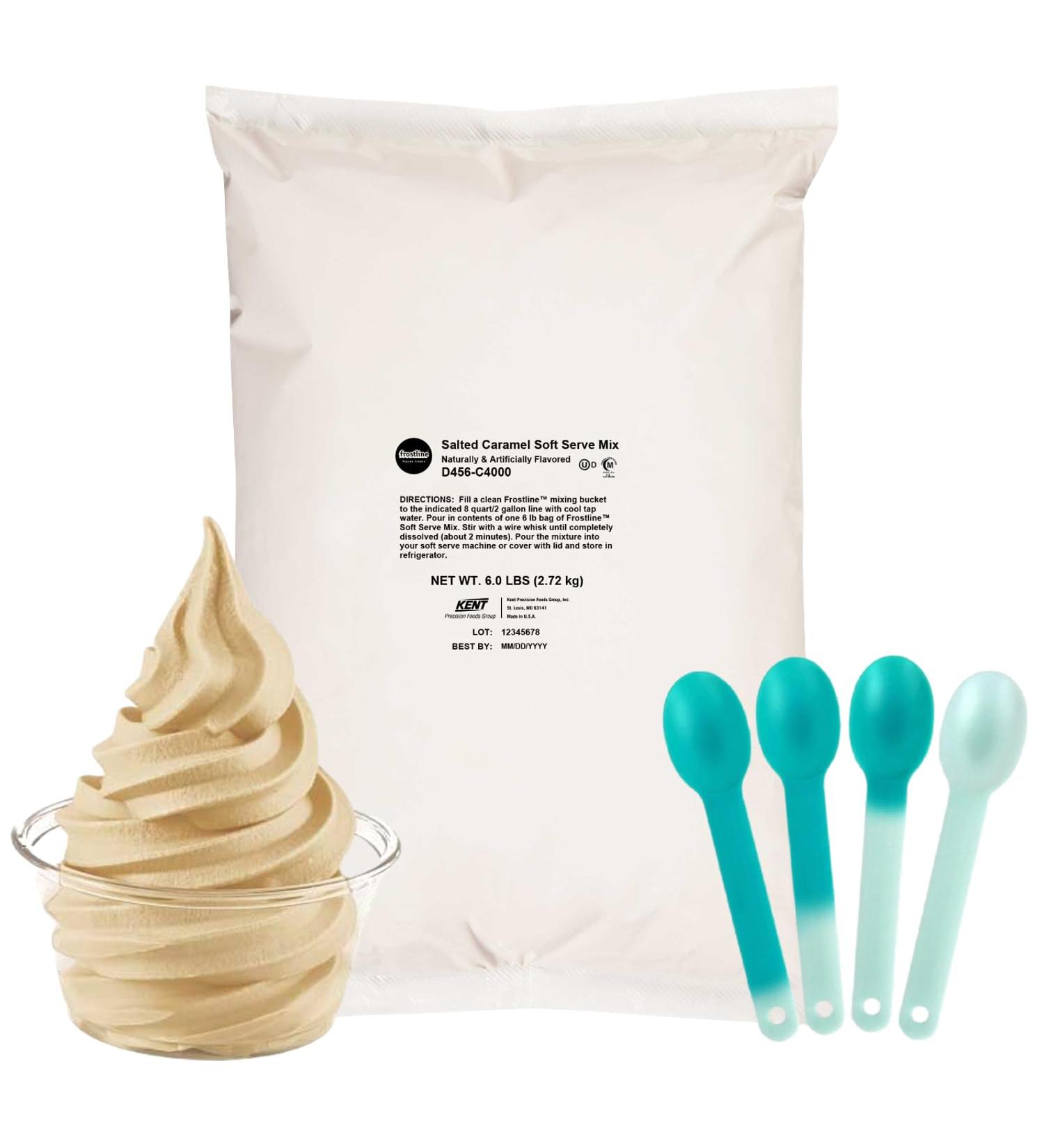ZippySweets - Salted Caramel Soft Serve Mix - Serve Ice Cream Machine Mix - 6 Pound Bag with 4 Colour Changing Spoons Ideal for Soft Serve Ice Cream Machines - Buy Online on GoSupps.com