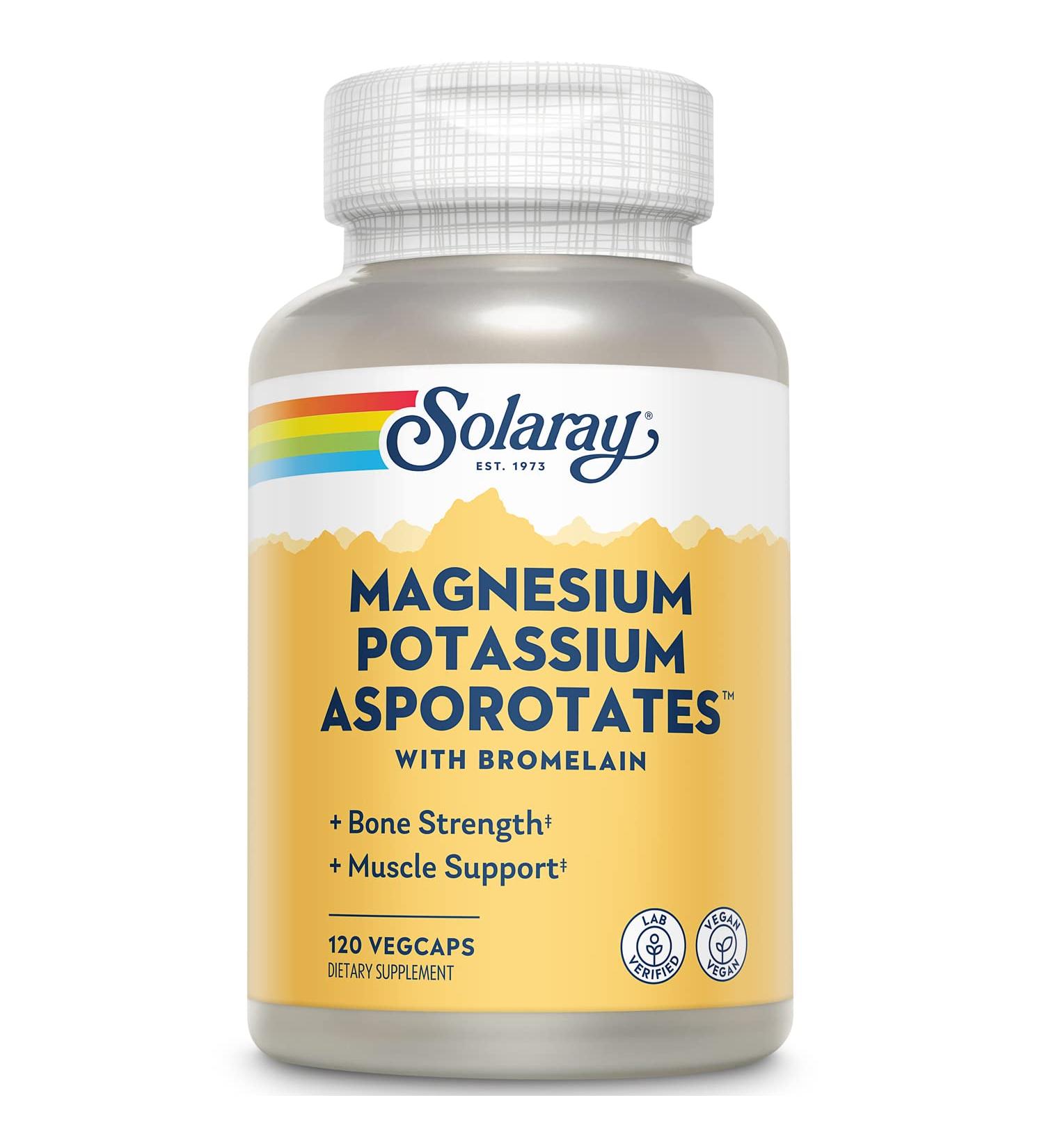 Buy Solaray Magnesium Potassium Asporotates - 120 VegCaps for Optimal Health - Buy Online on GoSupps.com