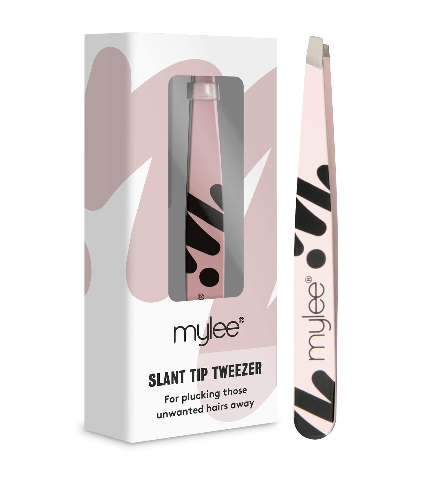 Mylee Professional Slant Tip Tweezer - Precision Stainless Steel Tweezer for Facial Hair Removal, Eyebrow Shaping, Splinter & Ingrown Hair Removal - Buy Online on GoSupps.com