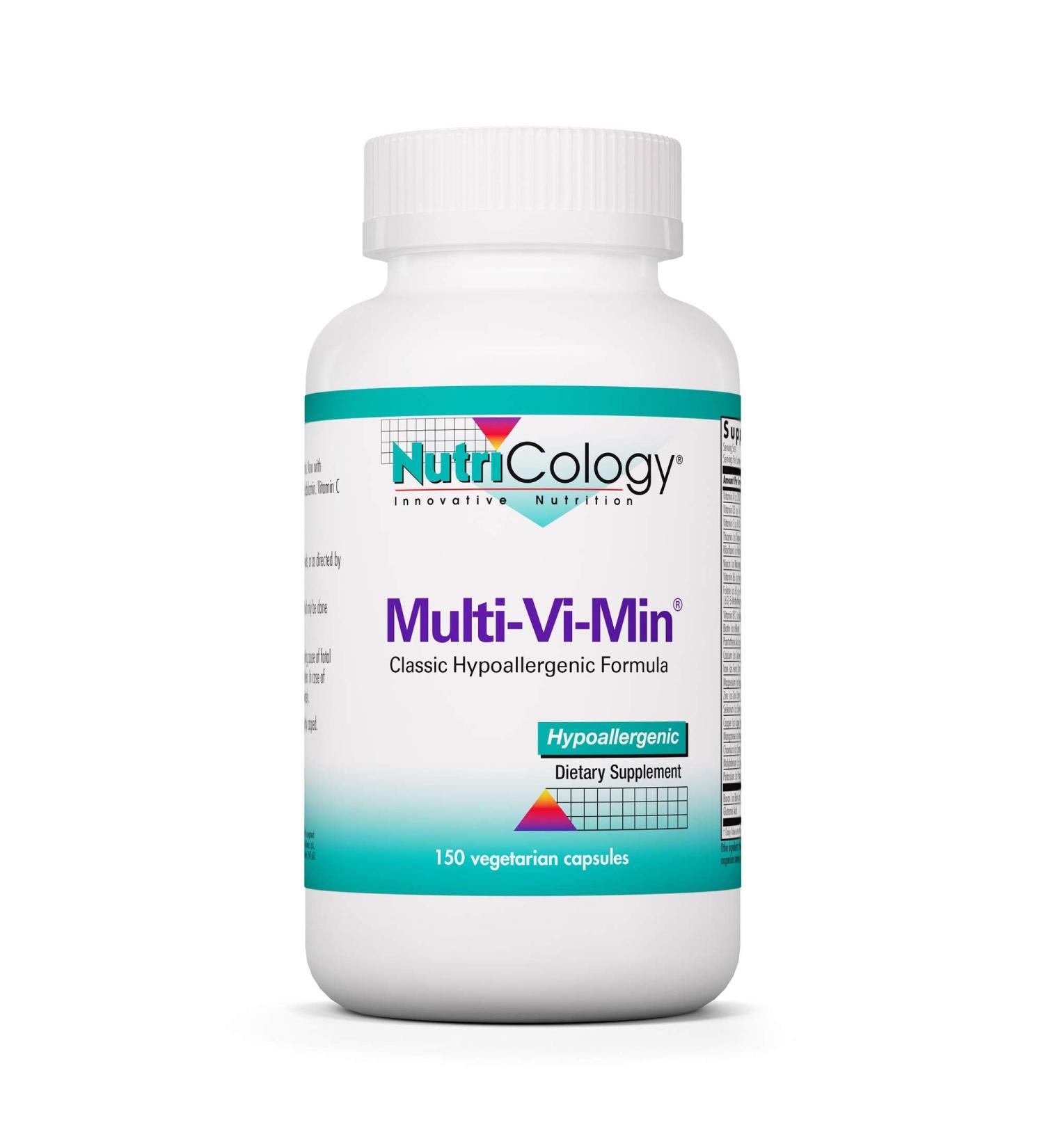 Nutricology Multi-Vi-Min Supplement - Multivitamin for Men & Women with Iron Daily Vitamins for Adults High Potency Bioavailable Vegetarian Capsules - 150 Count - Buy Online on GoSupps.com