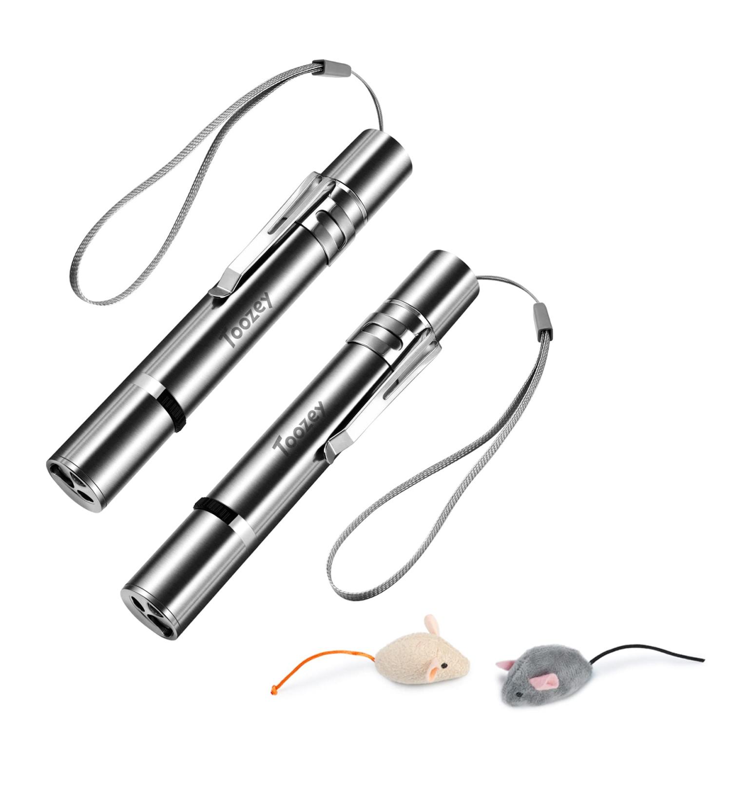 Buy Toozey 2-Piece LED Pointer Cat & Dog Toy | USB Rechargeable 7-in-1 5 Patterns | Includes 2 Small Mice - Interactive Pet Fun - Buy Online on GoSupps.com