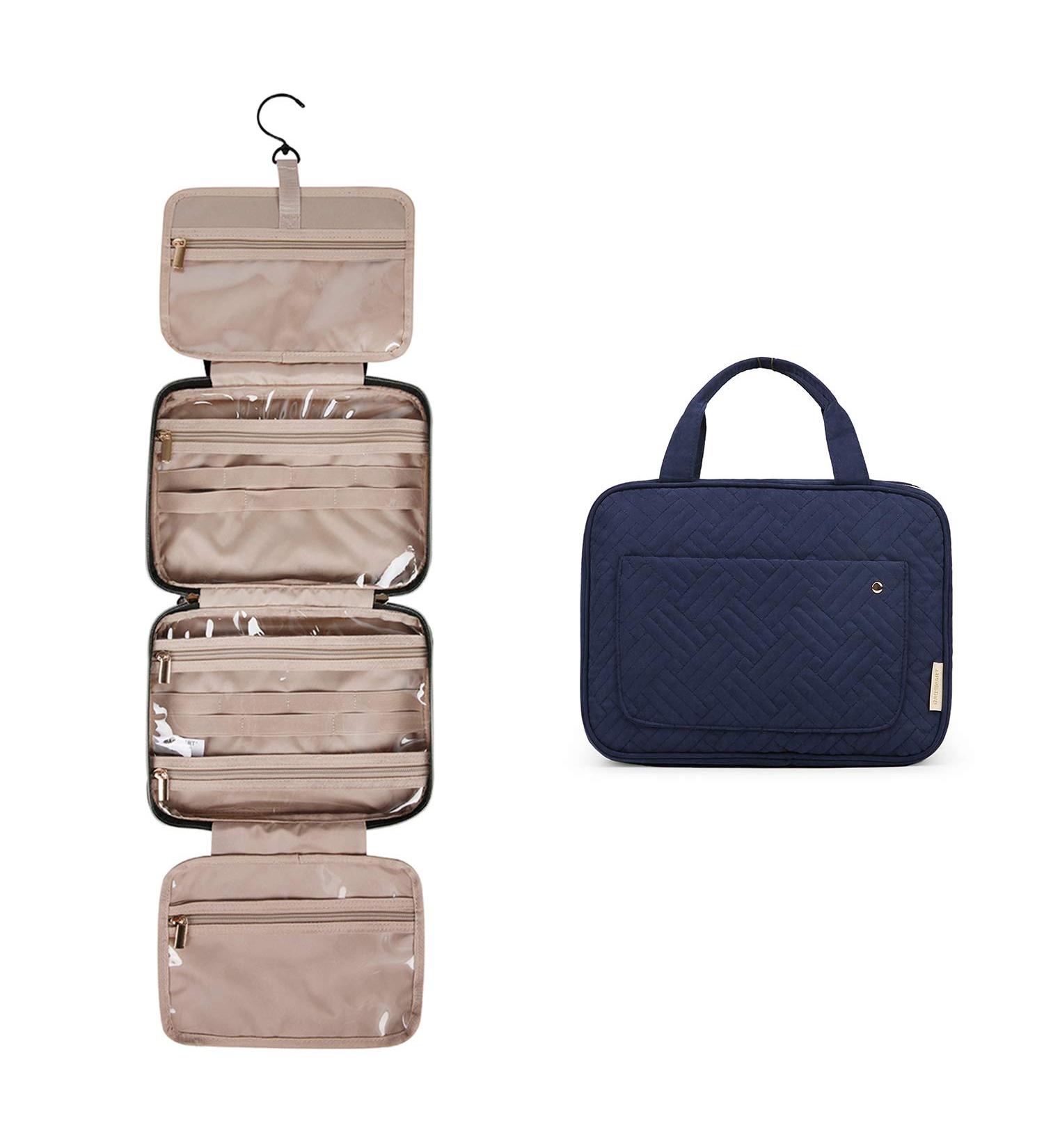 BAGSMART Large Hanging Travel Toiletry Bag for Women | Dark Blue | Full-Sized Container Holder - Buy Online on GoSupps.com