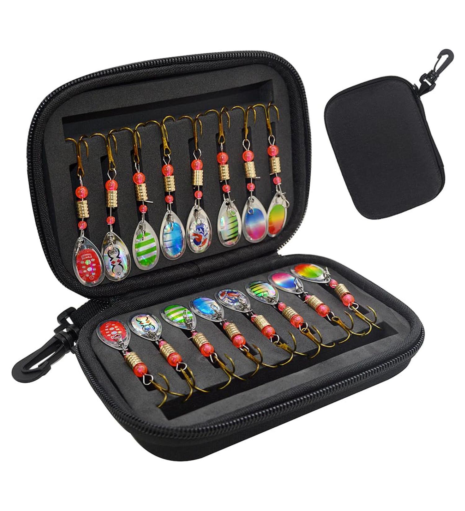 AEUZWR Fishing Lures Set - 16 Pieces Spinner Set for Pike Zander Perch & Trout with Carrying Bag | International Shipping Available - Buy Online on GoSupps.com