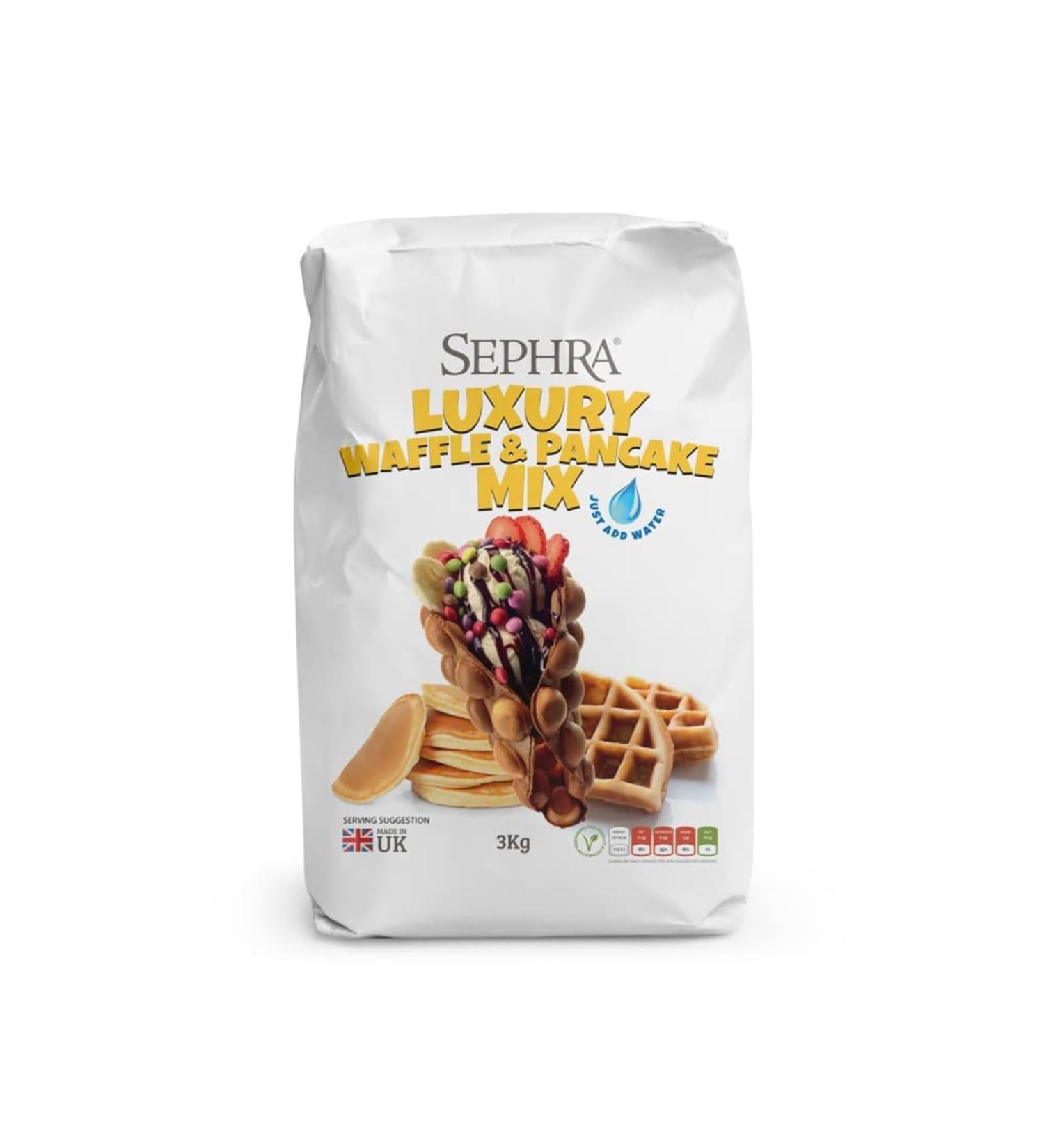 Sephra Luxury Waffle and Pancake Mix 3 kg Bag - Just Add Water for American, Bubble, Belgian, & Stick Waffles - Pack of 1 - Buy Online on GoSupps.com