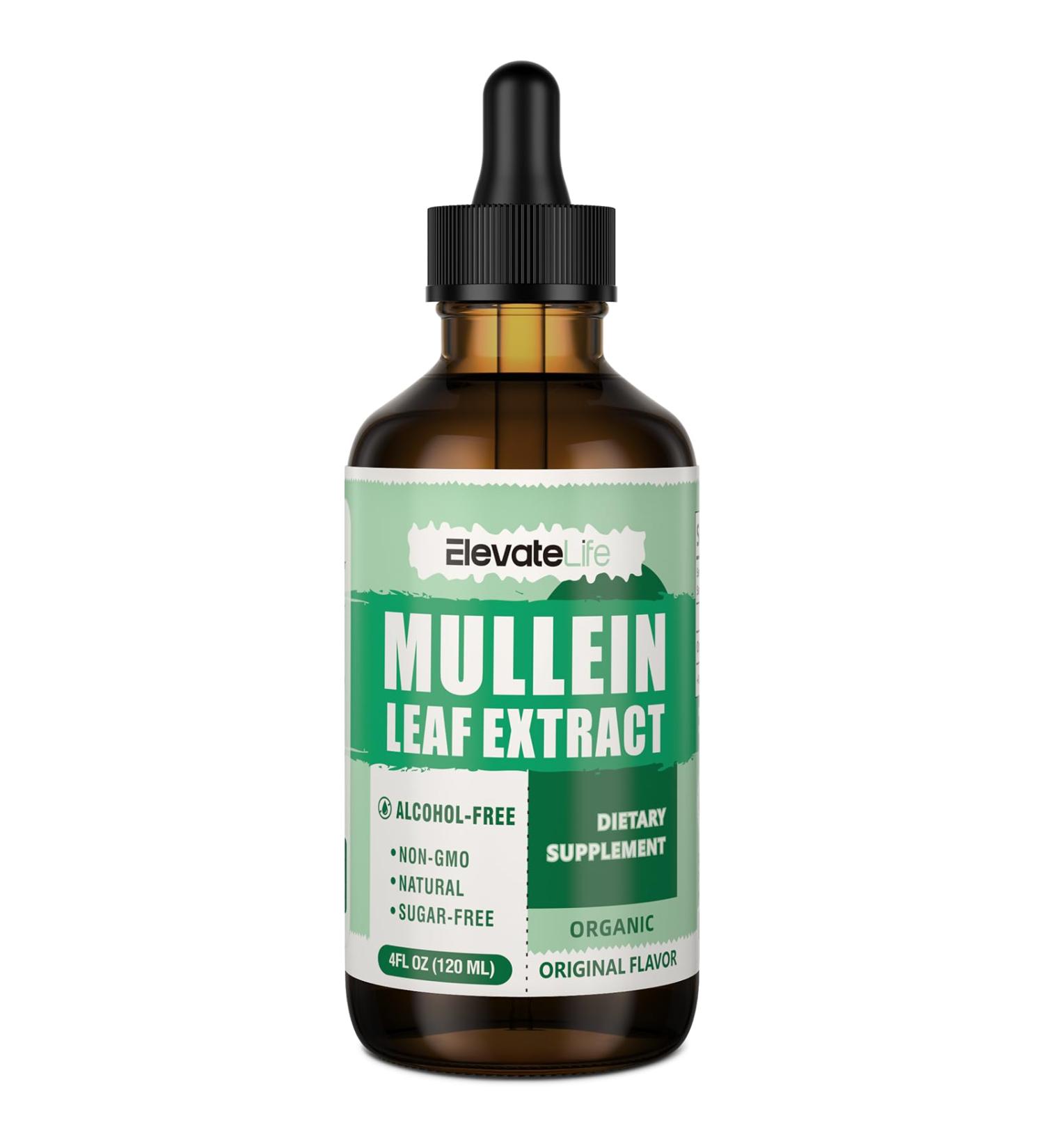 Mullein Drops for Lungs - Organic Mullein Leaf Extract Supplement for Respiratory Health Lung Detox & Bronchial Cleanse (4oz) - Supports Smokers' Lung Health - Buy Online on GoSupps.com