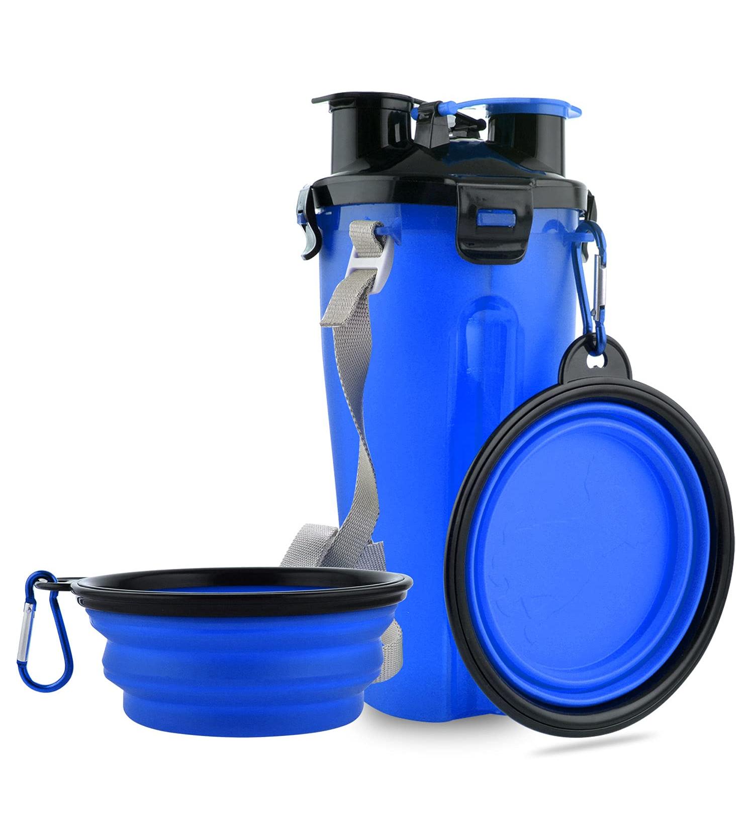 Moacc 800ml 2-in-1 Portable Water Bottle & Dog Bowl - Foldable Perfect for Camping Hiking & Training - Blue - Buy Online on GoSupps.com