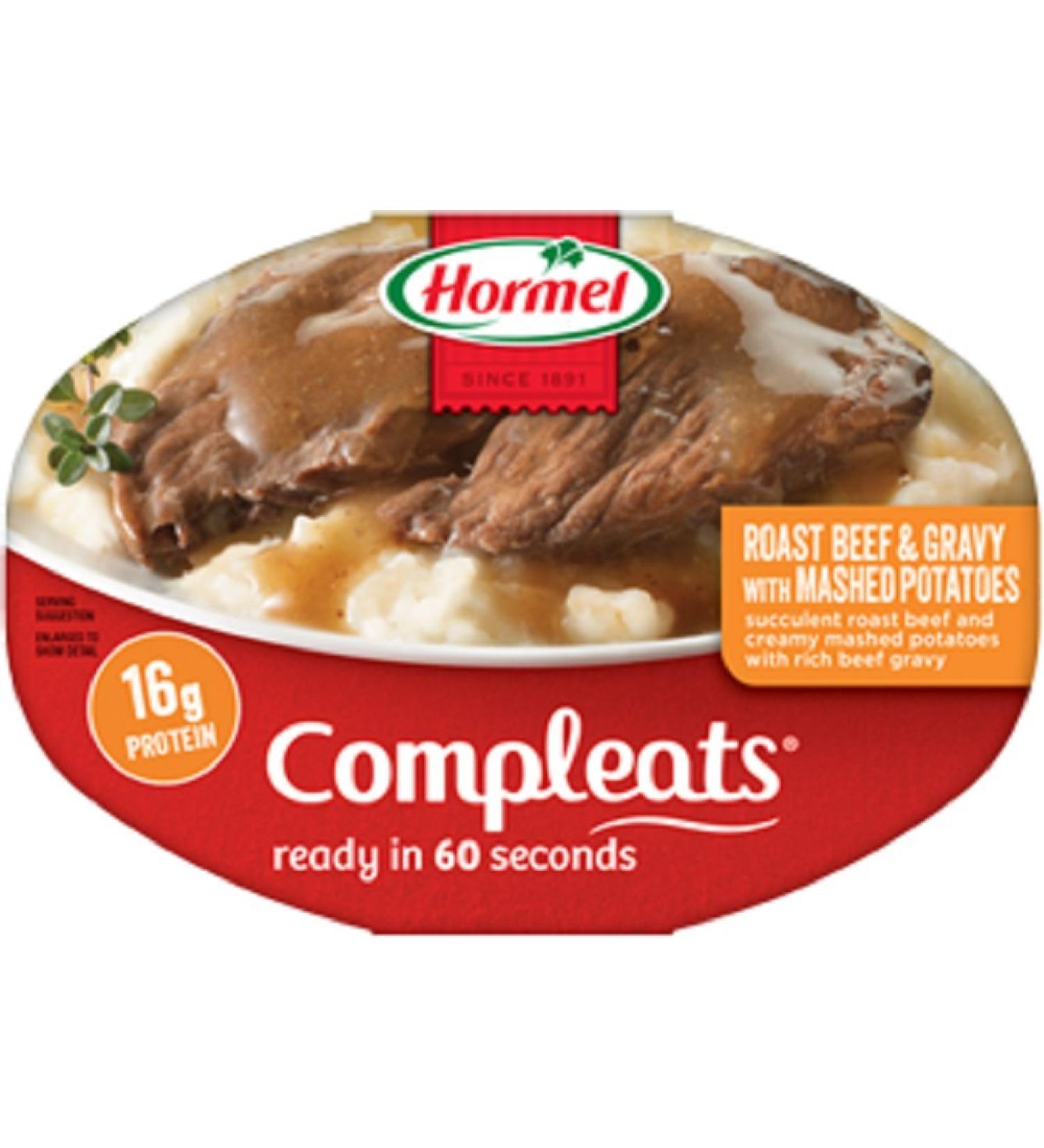 Hormel ComplEats Microwave Dinner 10oz Tray (Pack of 8) (Choose Varieties Below) (Roast Beef & Gravy with Mashed Potatoes)