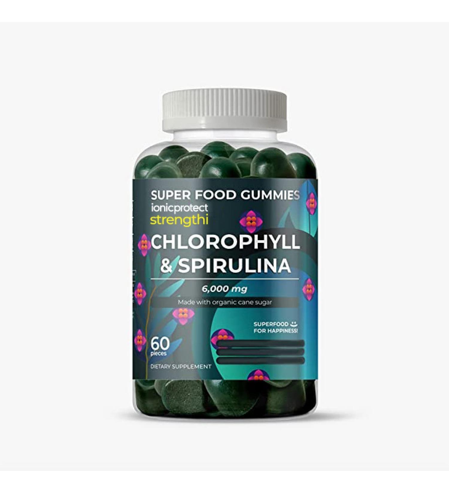 Strengthi Superfood Chlorophyll & Spirulina Gummies (60ct) - 2-Month Supply | Daily Detox Energy Booster for Immune System & Digestion Support - Buy Online on GoSupps.com