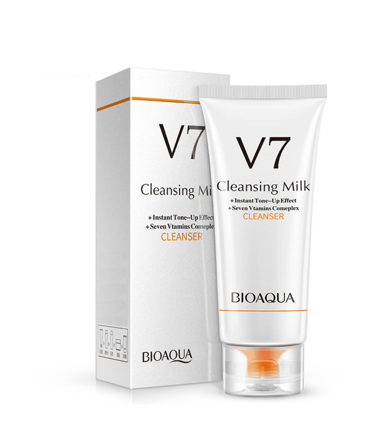 BIOAQUA Facial Cleansing Milk Cleanser V7 Deep Hydration Moisturizing Smooth Seven Vitamins Effect 100g/ 3.53oz - Buy Online on GoSupps.com