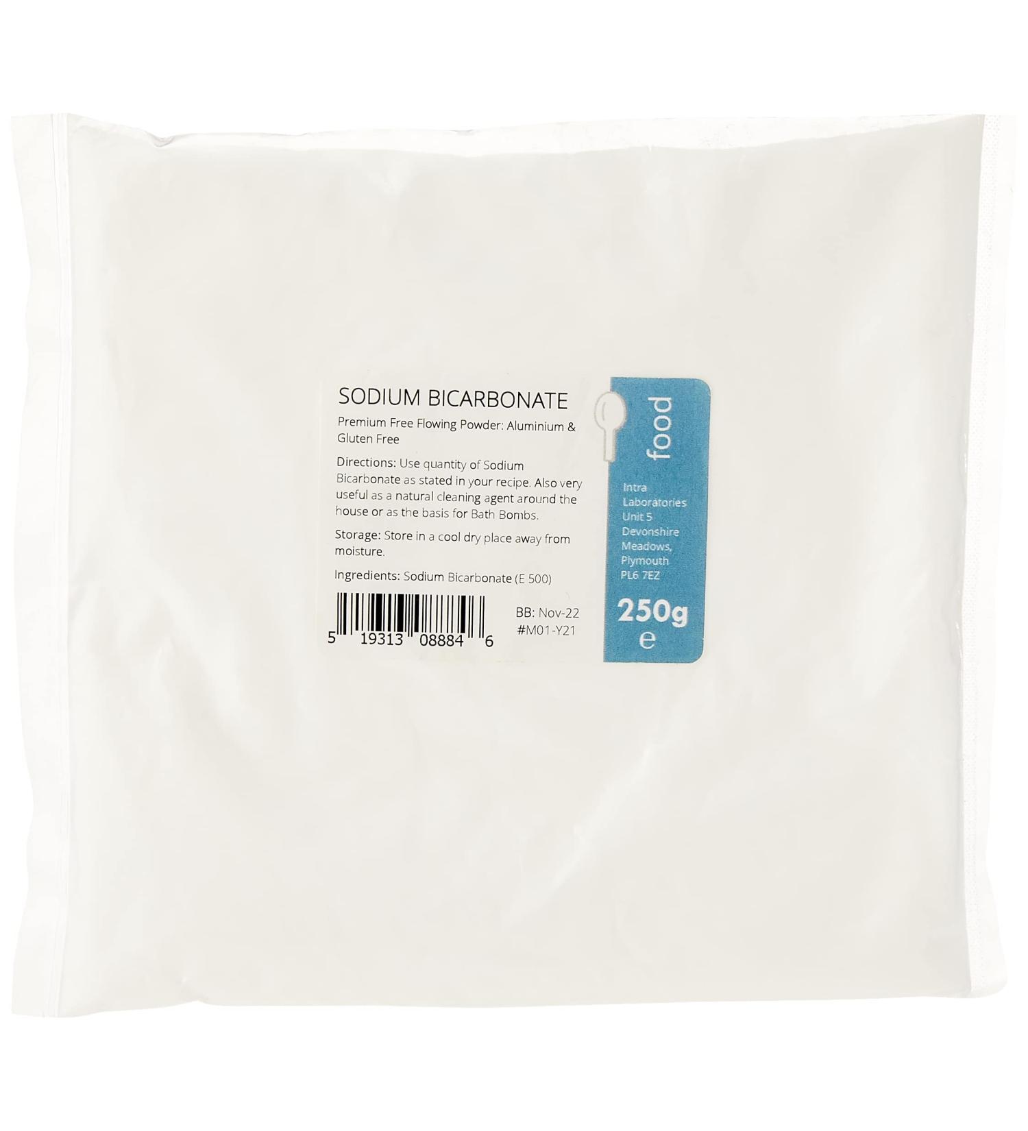 Sodium Bicarbonate 250g - 100% Food Grade for Cooking, Bath Bombs & Cleaning - Buy Online on GoSupps.com