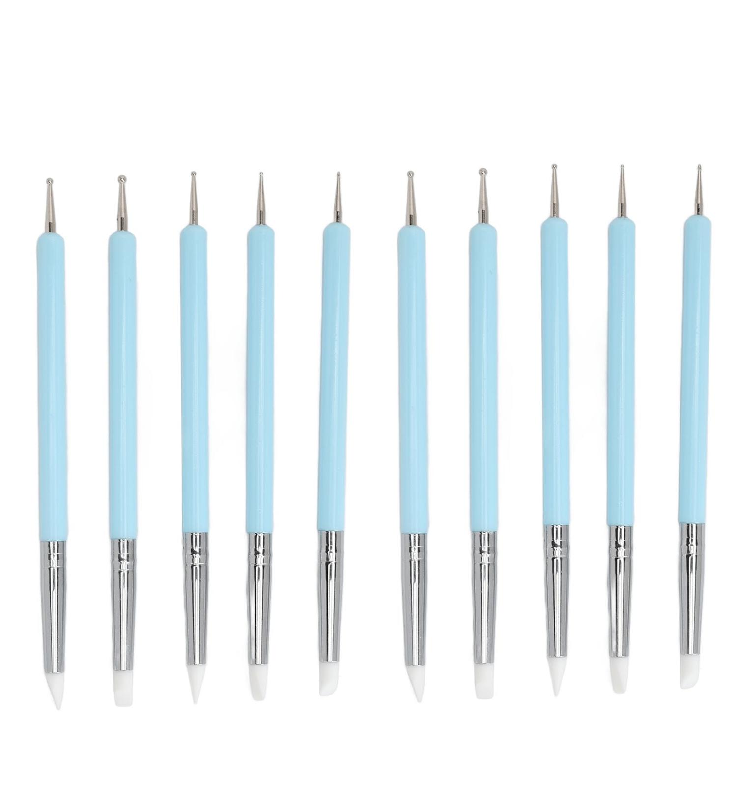 HUSHUI 2 Set Dual Tipped Nail Art Dotting Pen Silicone Head Nail Art Sculpture Polish Carving Pen - Buy Online on GoSupps.com