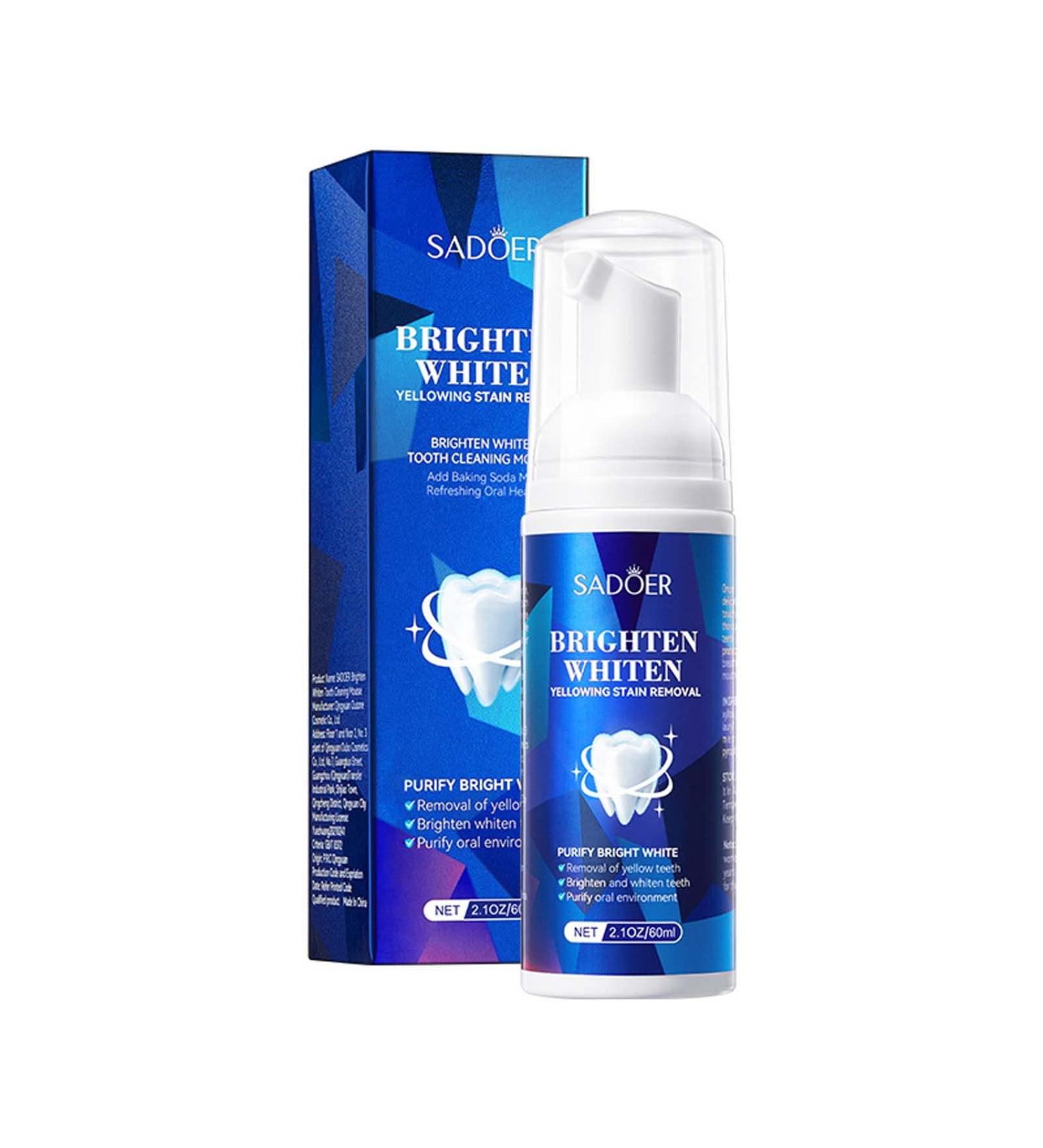 Teeth Whitening Toothpaste Foam 60ml | Bright White Teeth Mousse for Stain Removal - 1PC - Buy Online on GoSupps.com
